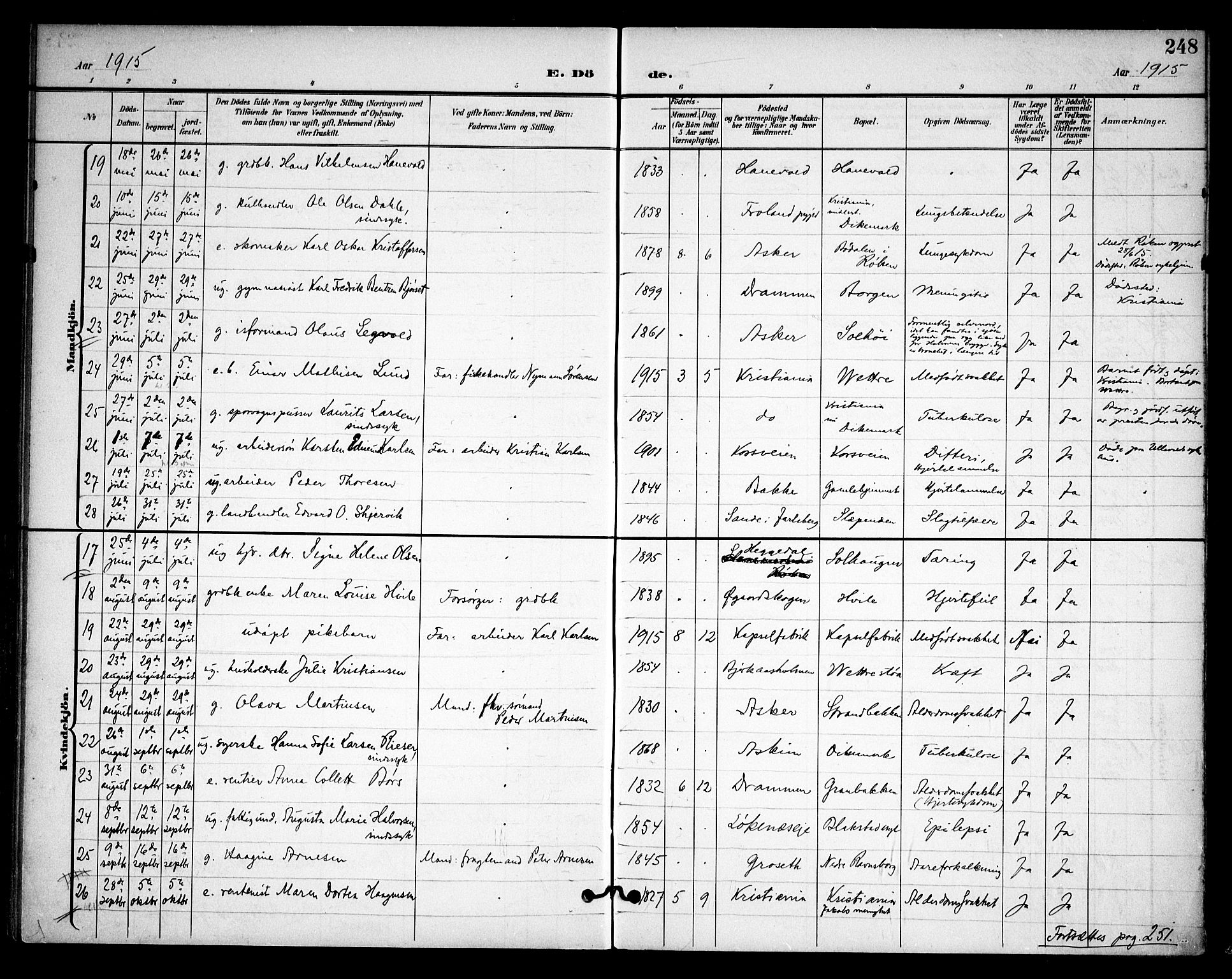 Asker prestekontor Kirkebøker, SAO/A-10256a/F/Fa/L0015: Parish register (official) no. I 15, 1896-1915, p. 248