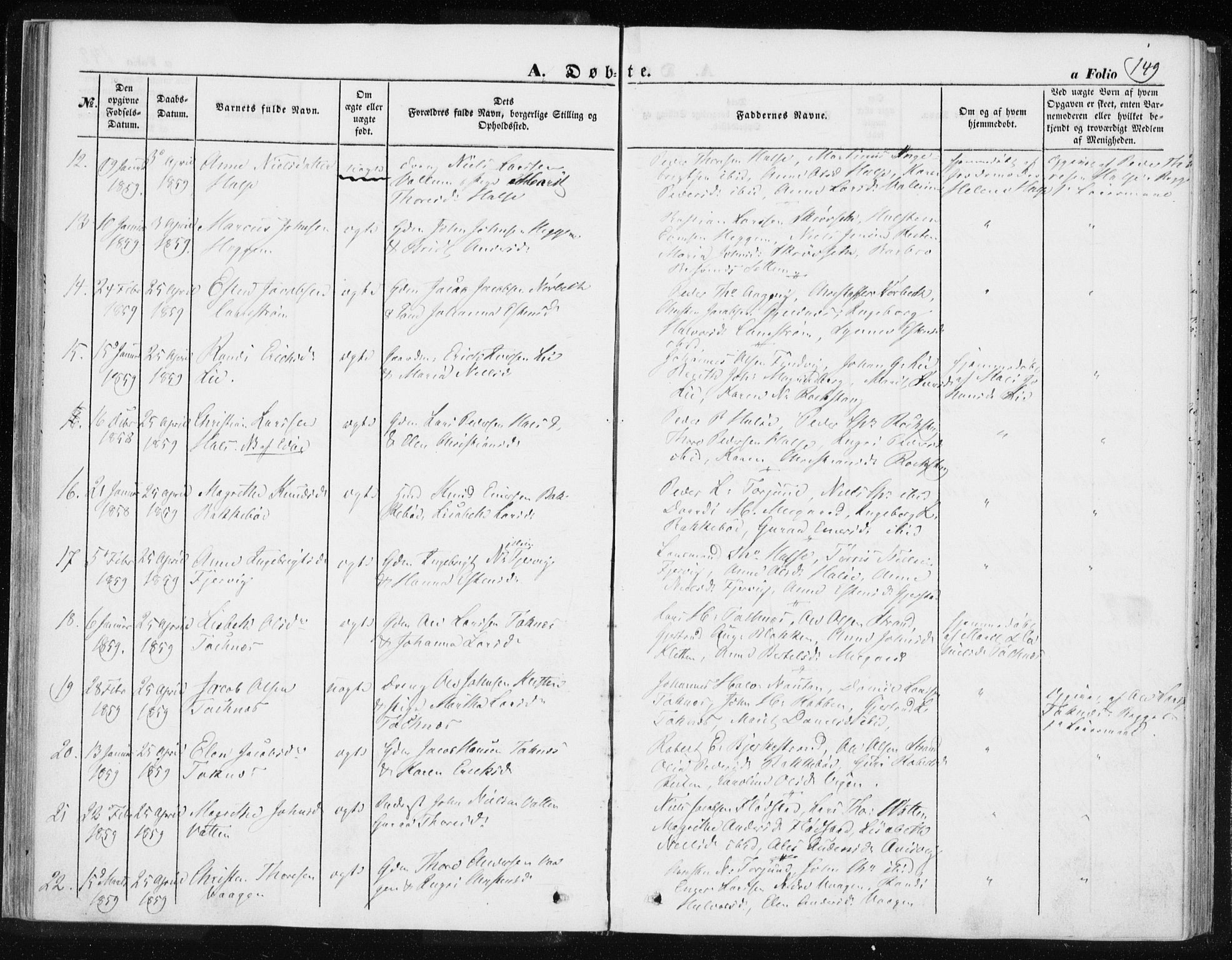 Ministerialprotokoller, klokkerbøker og fødselsregistre - Møre og Romsdal, SAT/A-1454/576/L0883: Parish register (official) no. 576A01, 1849-1865, p. 149
