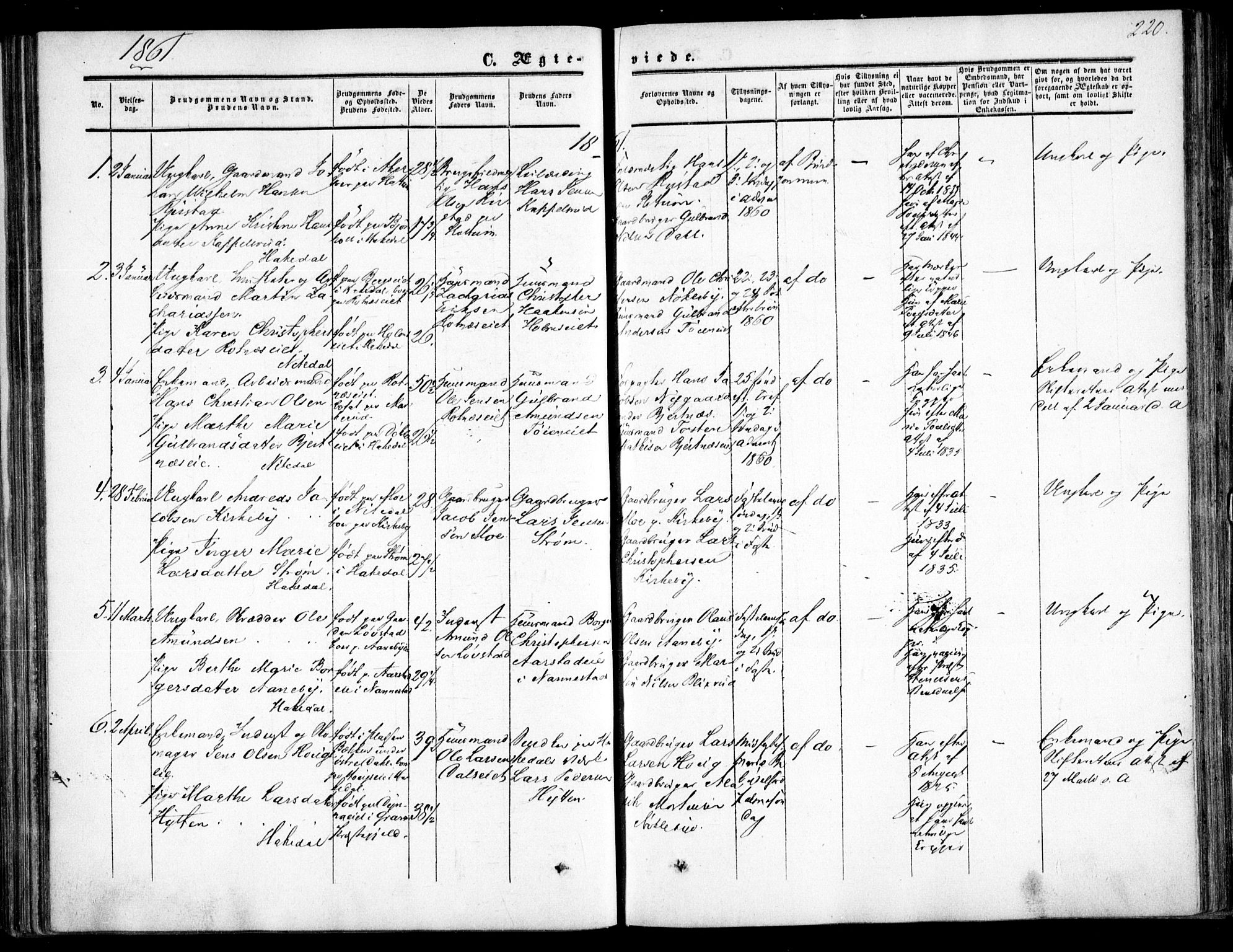 Nittedal prestekontor Kirkebøker, SAO/A-10365a/F/Fa/L0005: Parish register (official) no. I 5, 1850-1862, p. 220