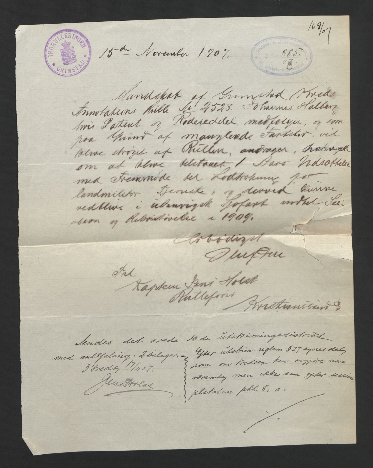 Grimstad mønstringskrets, SAK/2031-0013/F/Fa/L0006: Annotasjonsrulle nr 1911-3453 med register, V-19, 1892-1939, p. 157