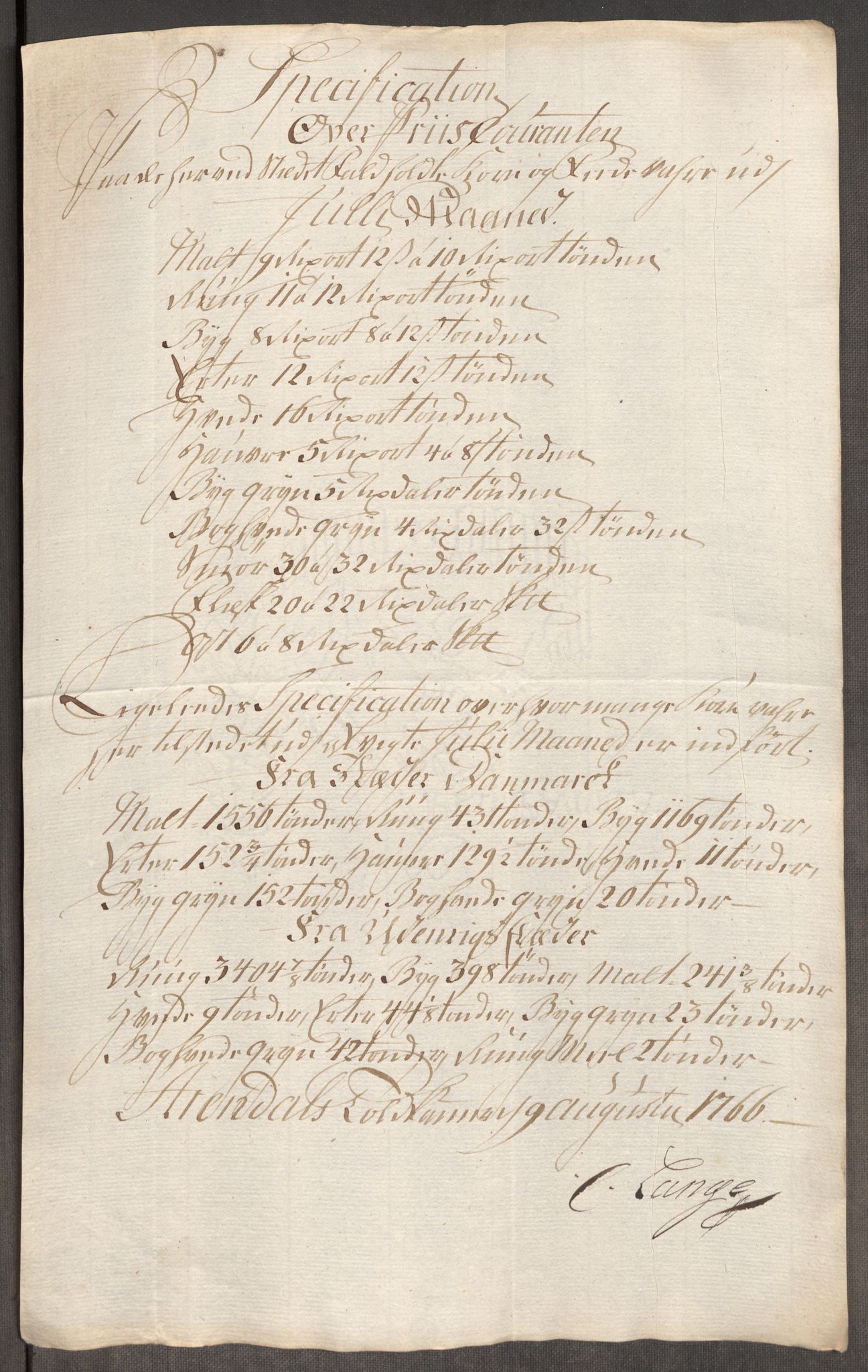 Rentekammeret inntil 1814, Realistisk ordnet avdeling, AV/RA-EA-4070/Oe/L0008: [Ø1]: Priskuranter, 1764-1768, p. 672