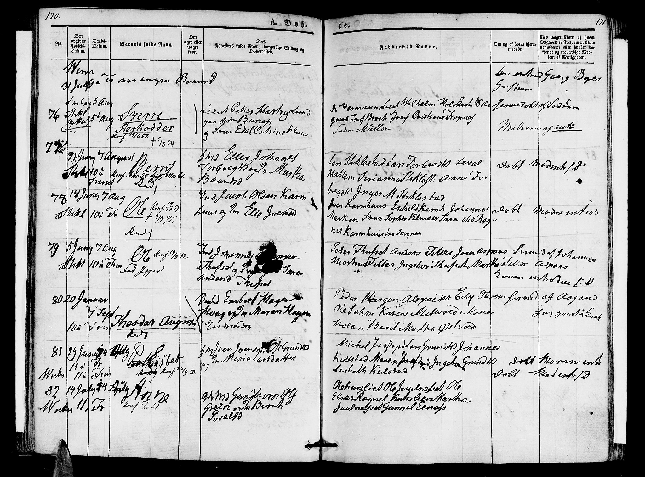 Ministerialprotokoller, klokkerbøker og fødselsregistre - Nord-Trøndelag, SAT/A-1458/723/L0238: Parish register (official) no. 723A07, 1831-1840, p. 170-171