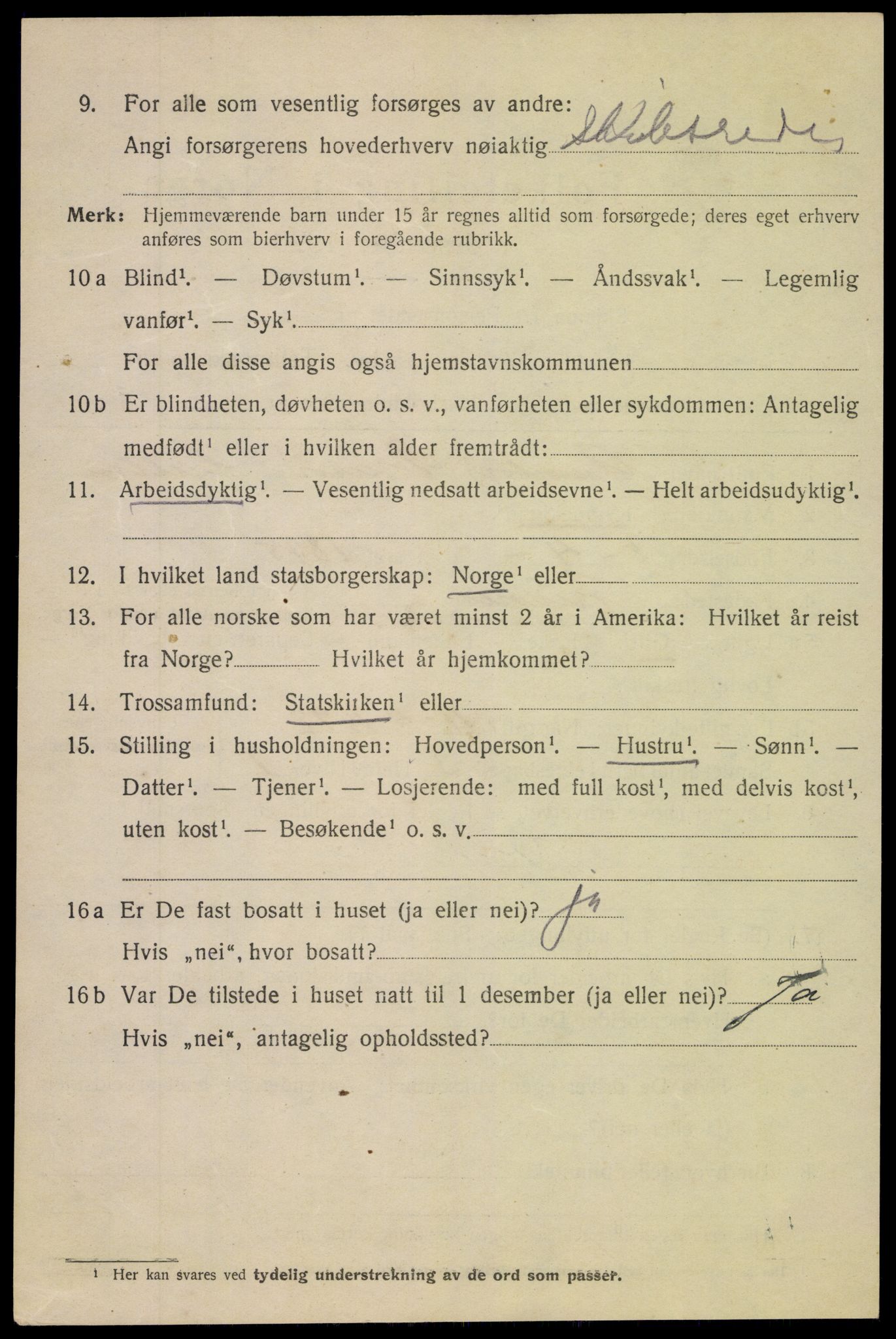 SAK, 1920 census for Arendal, 1920, p. 10795