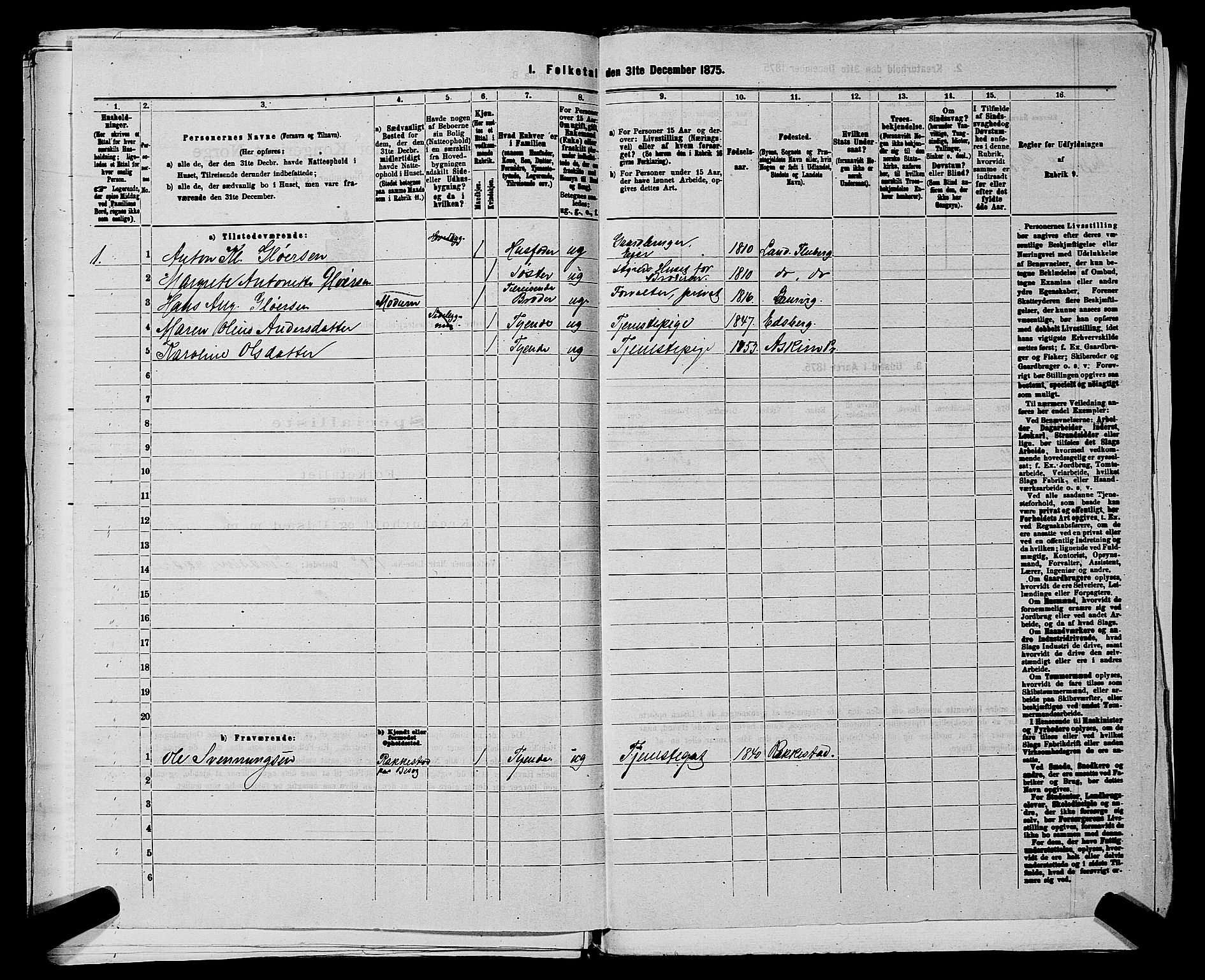 RA, 1875 census for 0218bP Østre Aker, 1875, p. 242