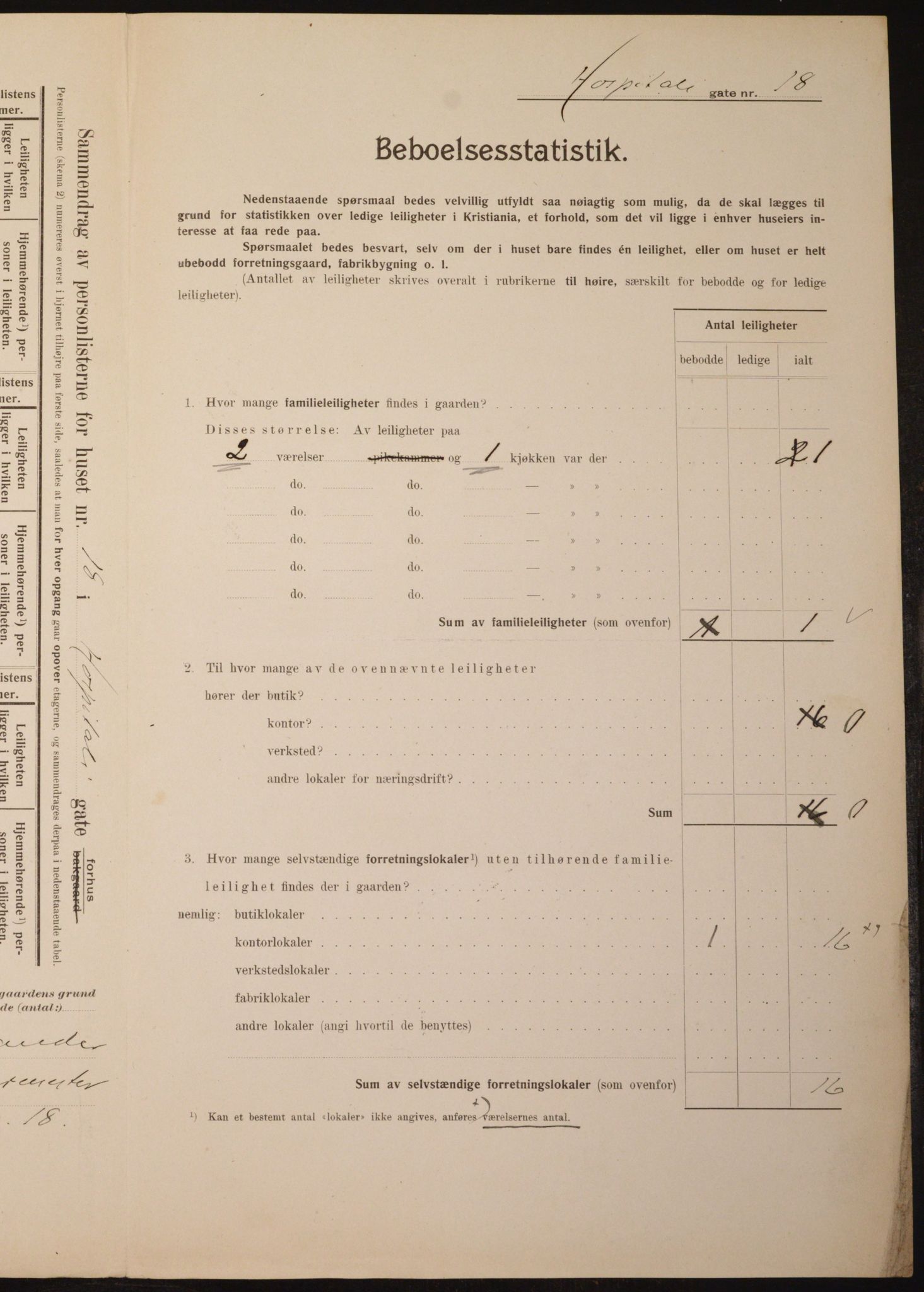 OBA, Municipal Census 1910 for Kristiania, 1910, p. 40720