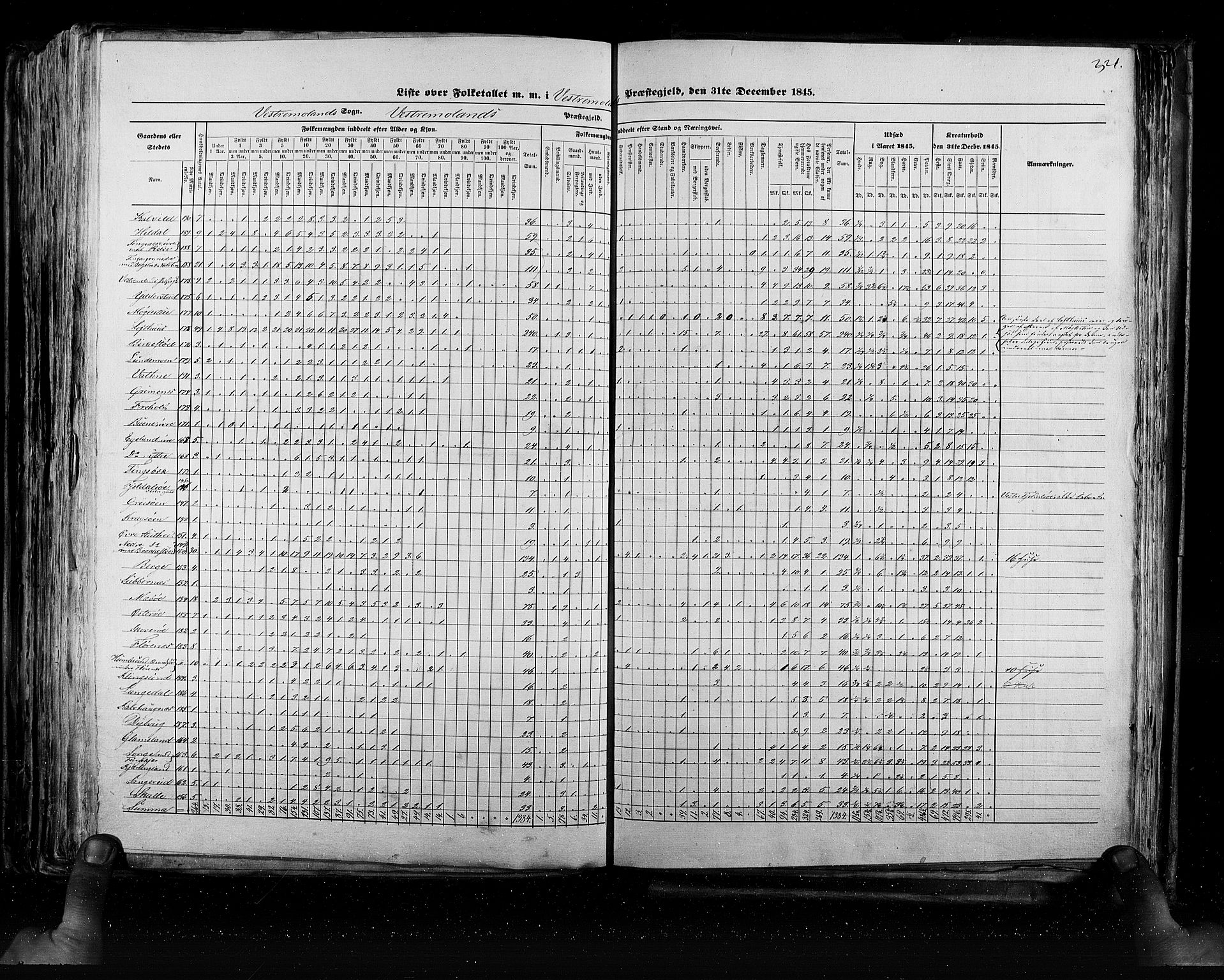 RA, Census 1845, vol. 5: Bratsberg amt og Nedenes og Råbyggelaget amt, 1845, p. 321