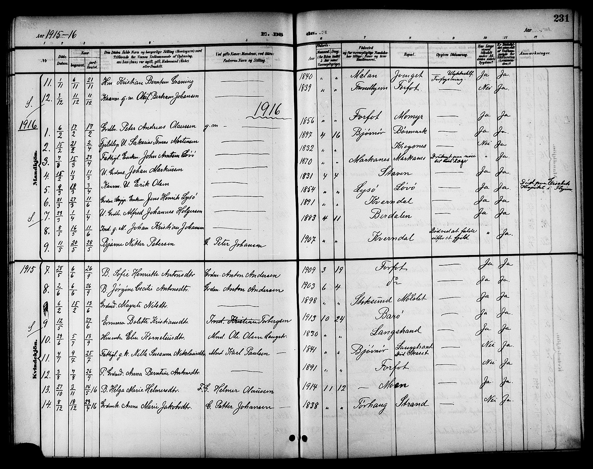 Ministerialprotokoller, klokkerbøker og fødselsregistre - Sør-Trøndelag, SAT/A-1456/655/L0688: Parish register (copy) no. 655C04, 1899-1922, p. 231