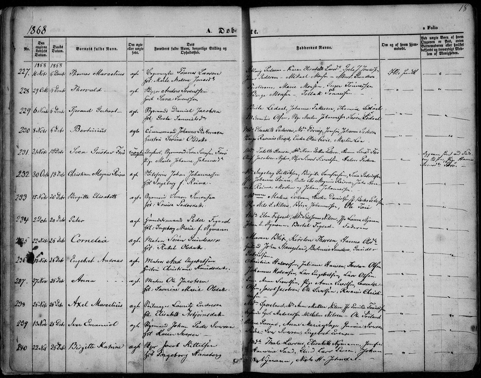 Domkirken sokneprestkontor, AV/SAST-A-101812/001/30/30BA/L0022: Parish register (official) no. A 21, 1868-1877, p. 18