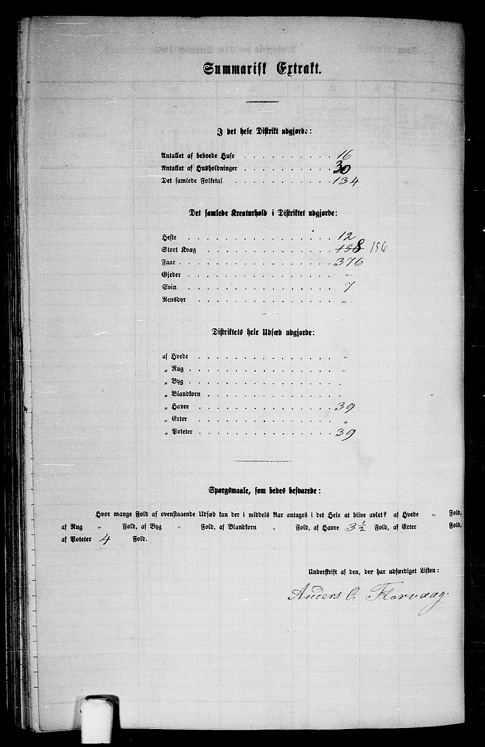 RA, 1865 census for Hosanger, 1865, p. 125