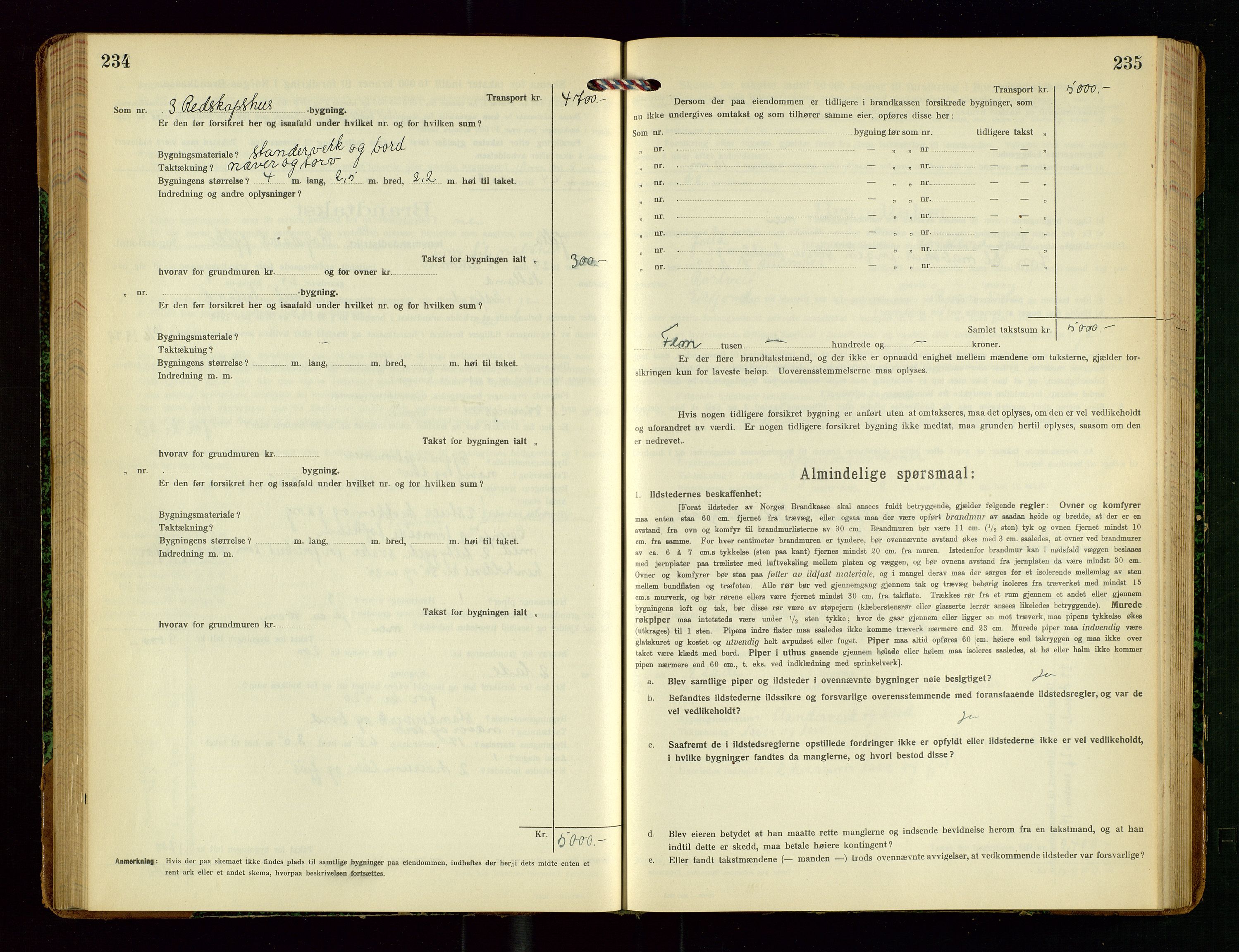 Jelsa lensmannskontor, SAST/A-100360/Gob/L0002: "Brandtakstprotokol", 1918-1942, p. 234-235