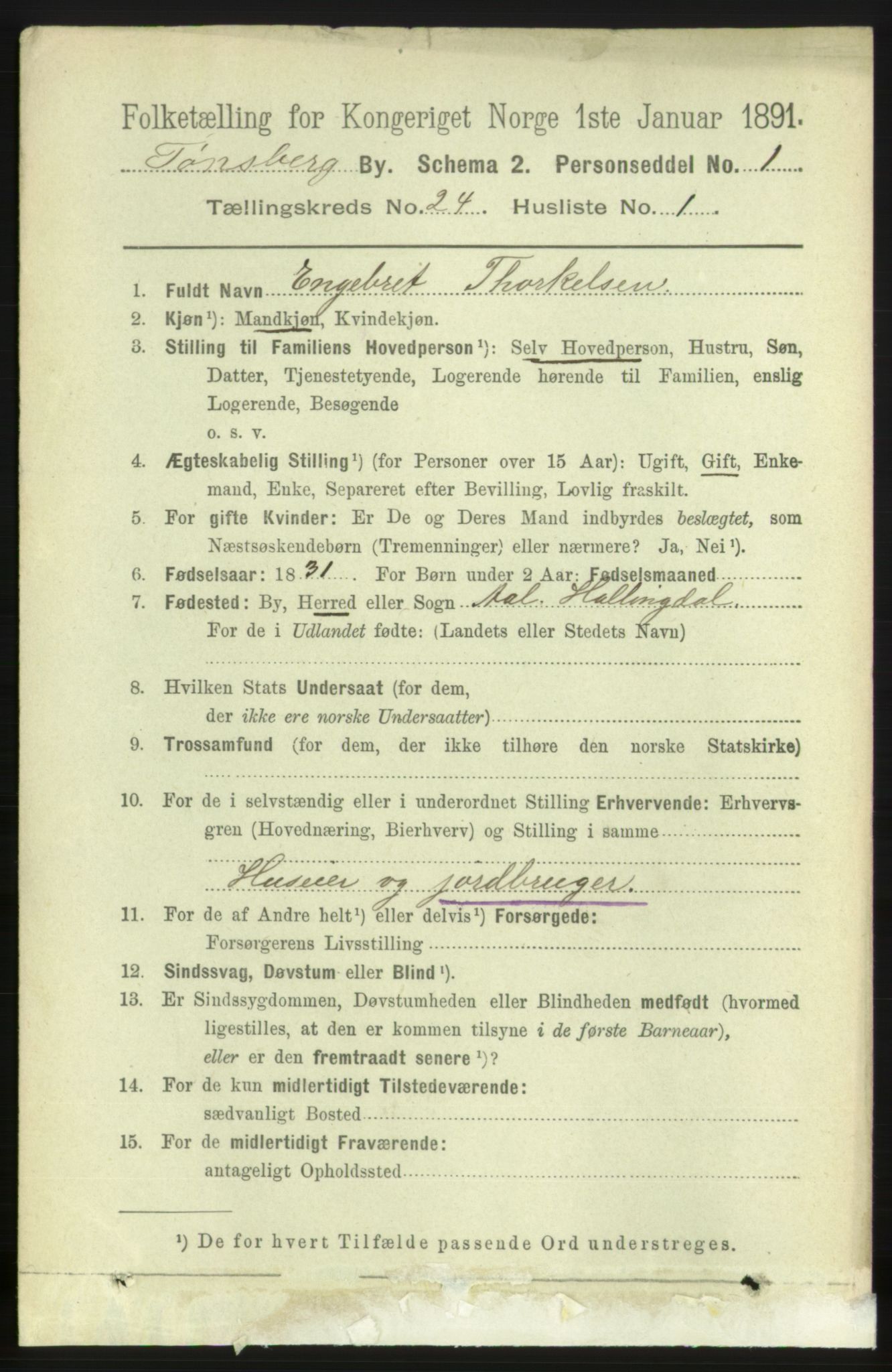 RA, 1891 census for 0705 Tønsberg, 1891, p. 6277