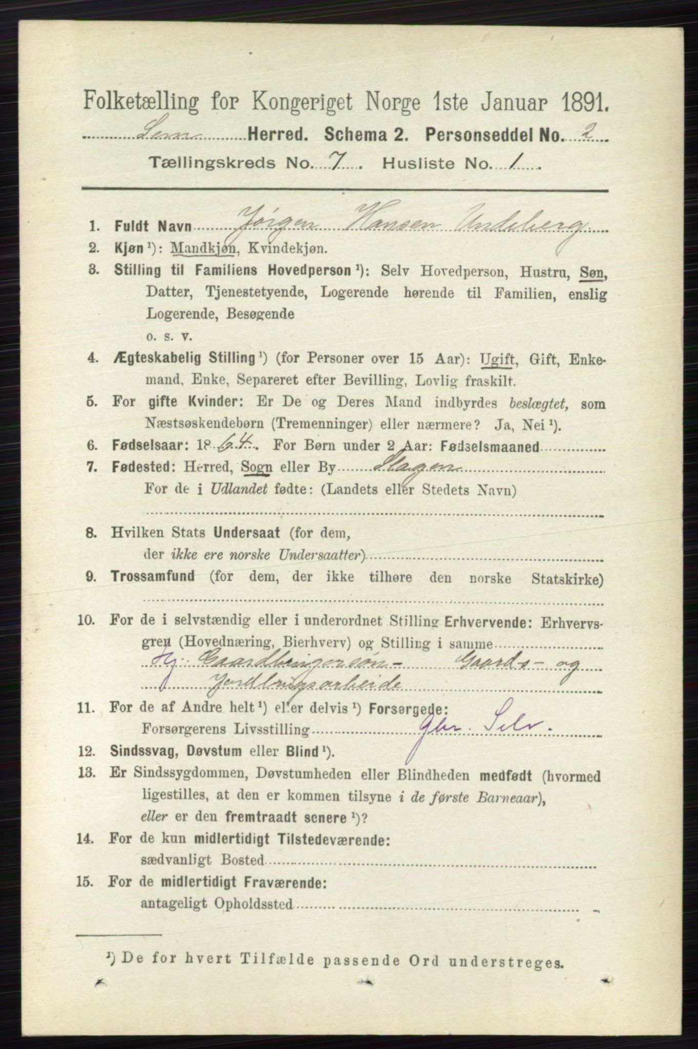 RA, 1891 census for 0721 Sem, 1891, p. 3260