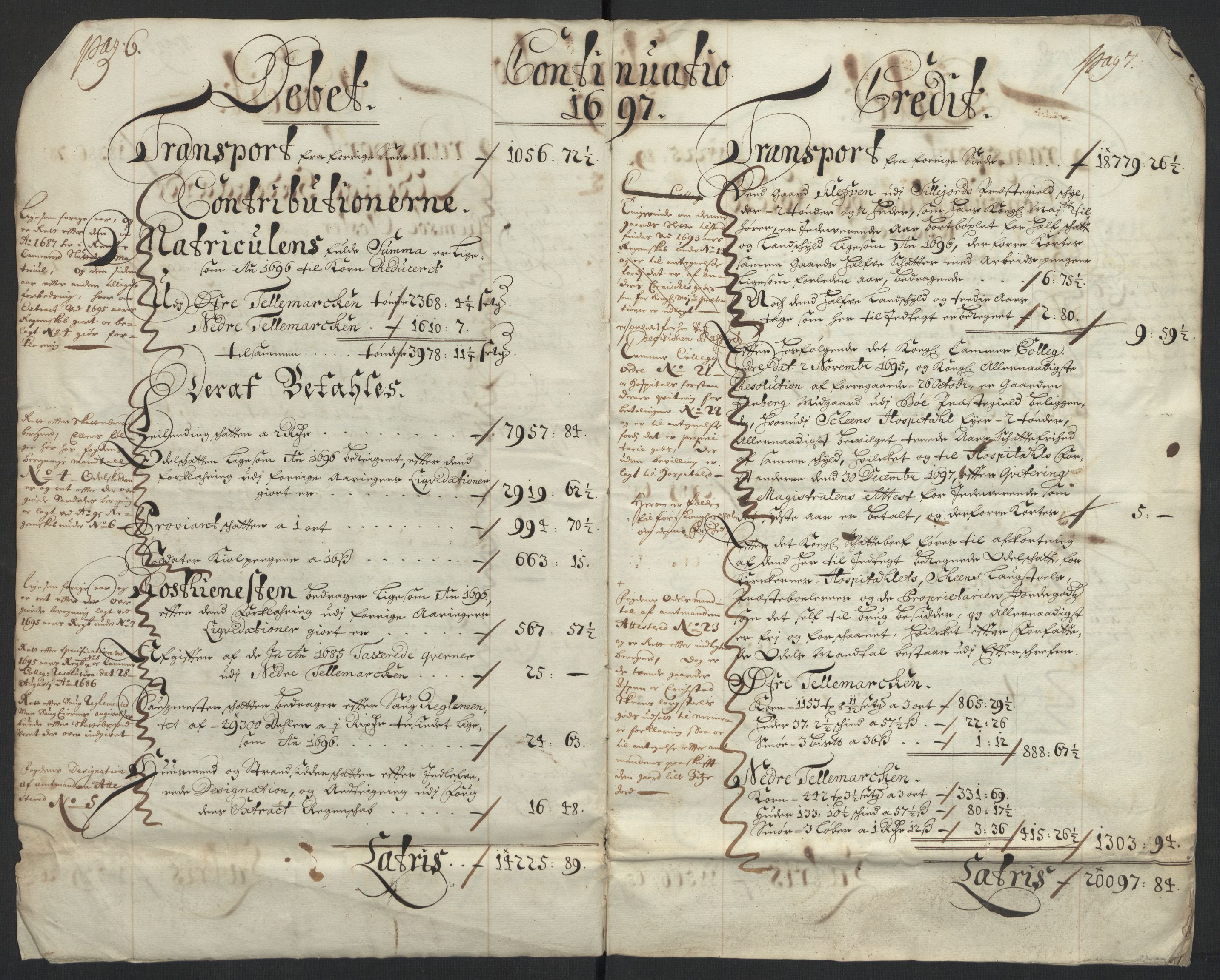 Rentekammeret inntil 1814, Reviderte regnskaper, Fogderegnskap, RA/EA-4092/R36/L2096: Fogderegnskap Øvre og Nedre Telemark og Bamble, 1697, p. 7