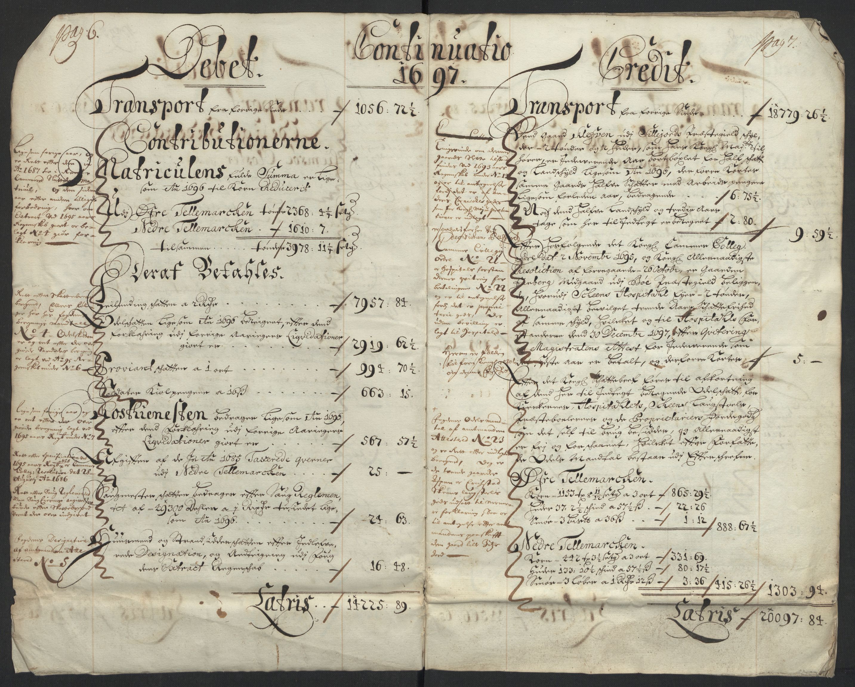 Rentekammeret inntil 1814, Reviderte regnskaper, Fogderegnskap, AV/RA-EA-4092/R36/L2096: Fogderegnskap Øvre og Nedre Telemark og Bamble, 1697, p. 7