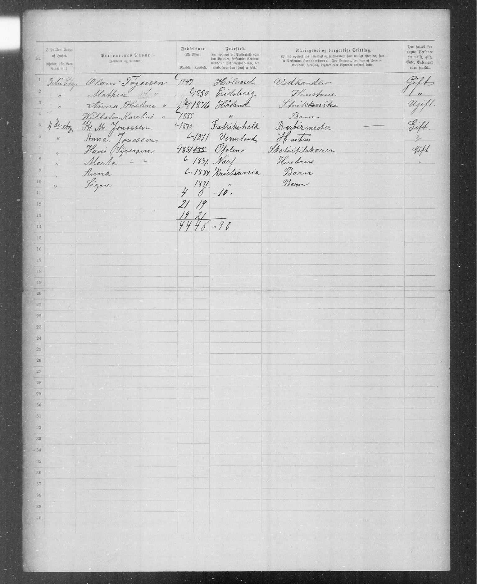 OBA, Municipal Census 1899 for Kristiania, 1899, p. 4891