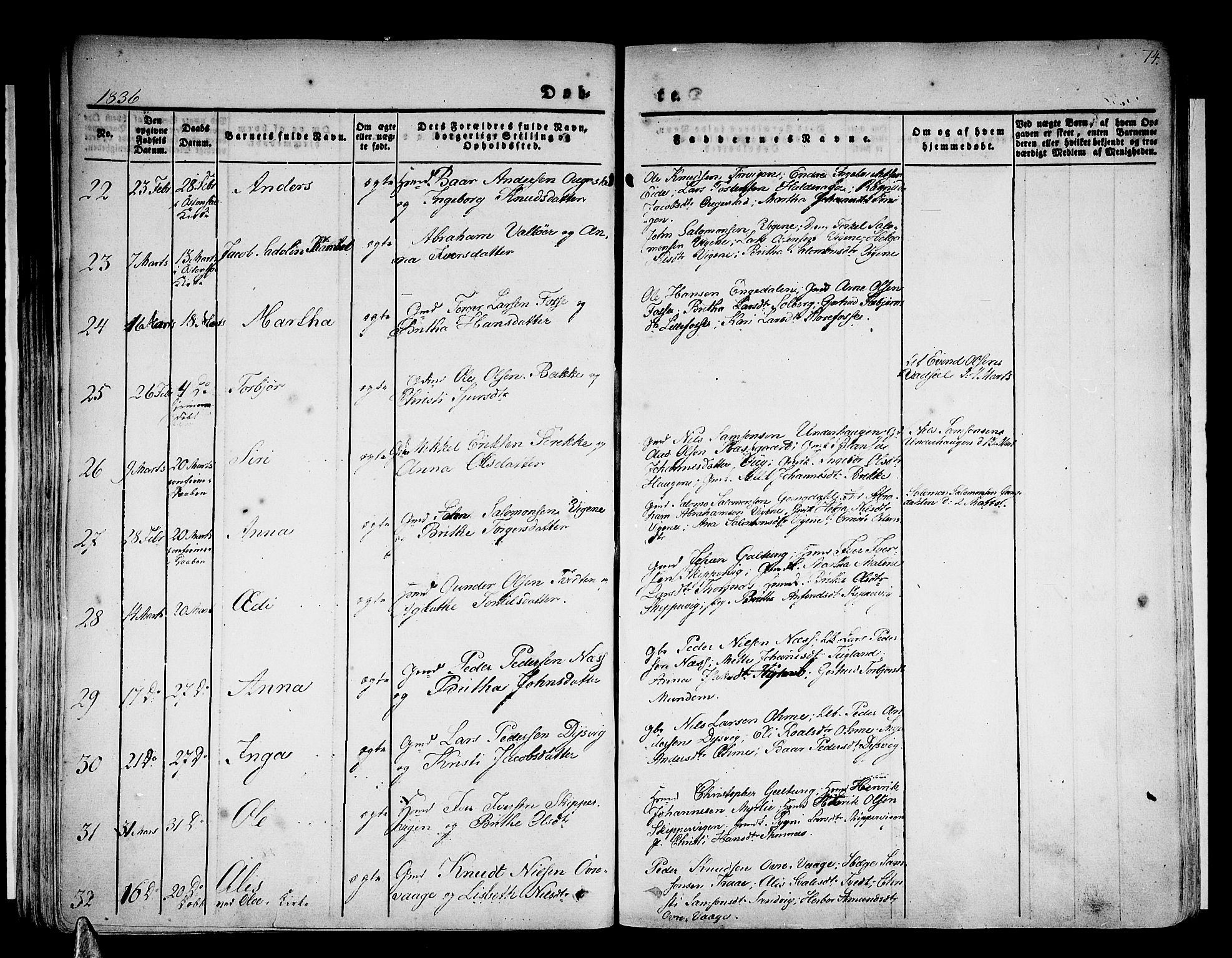 Strandebarm sokneprestembete, SAB/A-78401/H/Haa: Parish register (official) no. A 6, 1826-1843, p. 74