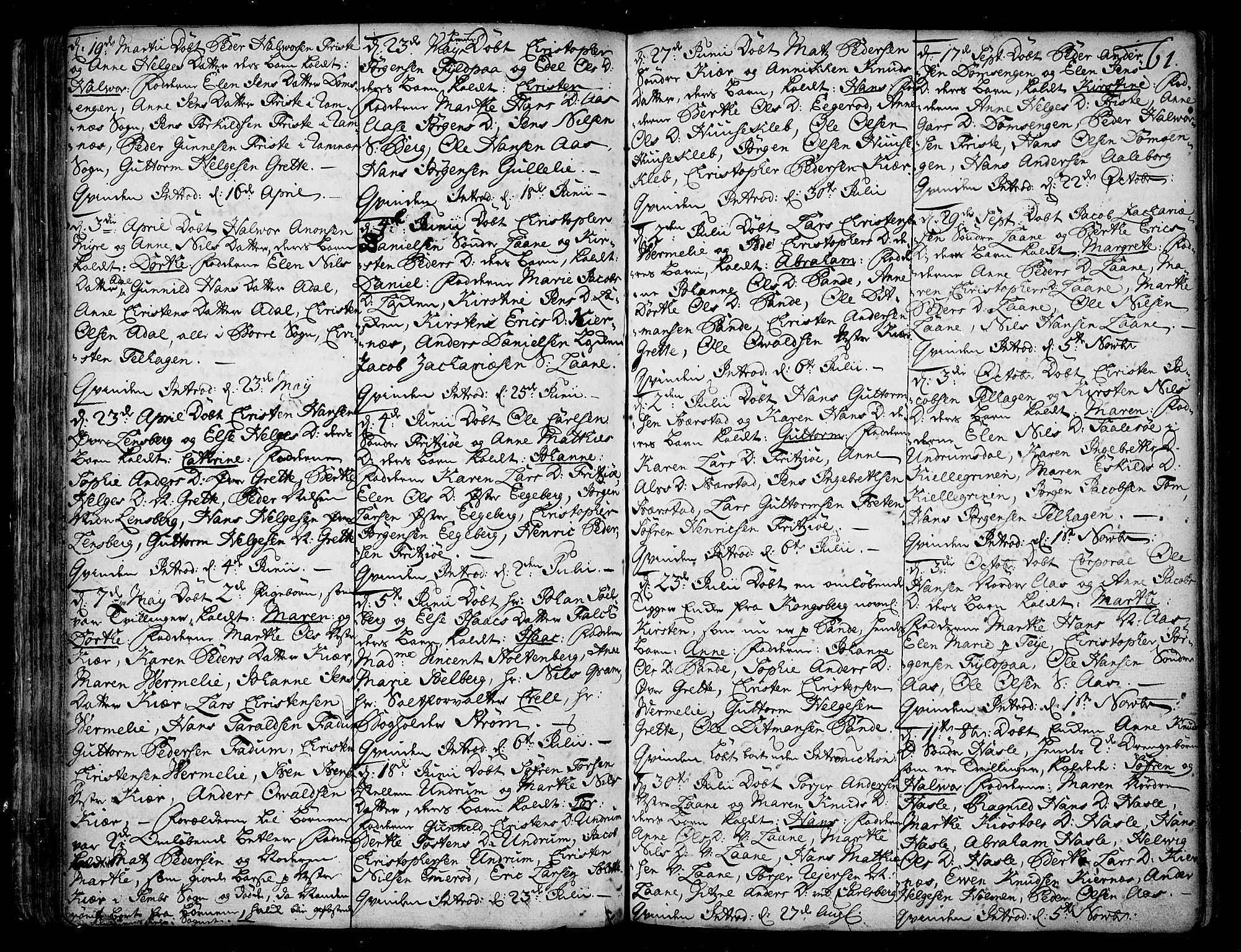 Sem kirkebøker, AV/SAKO-A-5/F/Fa/L0001: Parish register (official) no. I 1, 1702-1763, p. 61