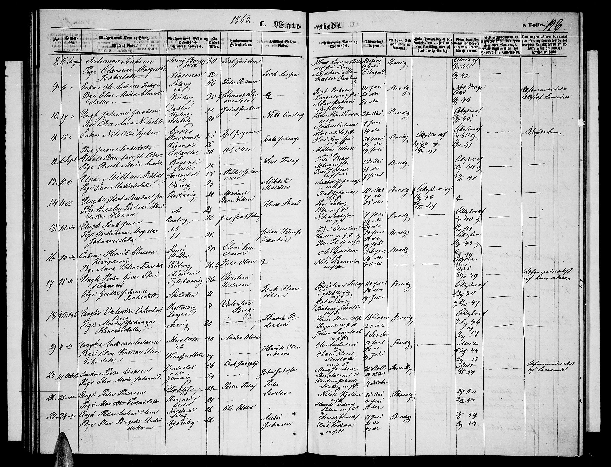 Lyngen sokneprestembete, SATØ/S-1289/H/He/Heb/L0003klokker: Parish register (copy) no. 3, 1861-1867, p. 126