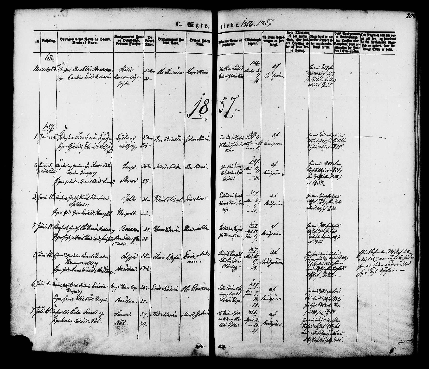 Ministerialprotokoller, klokkerbøker og fødselsregistre - Møre og Romsdal, SAT/A-1454/551/L0625: Parish register (official) no. 551A05, 1846-1879, p. 208