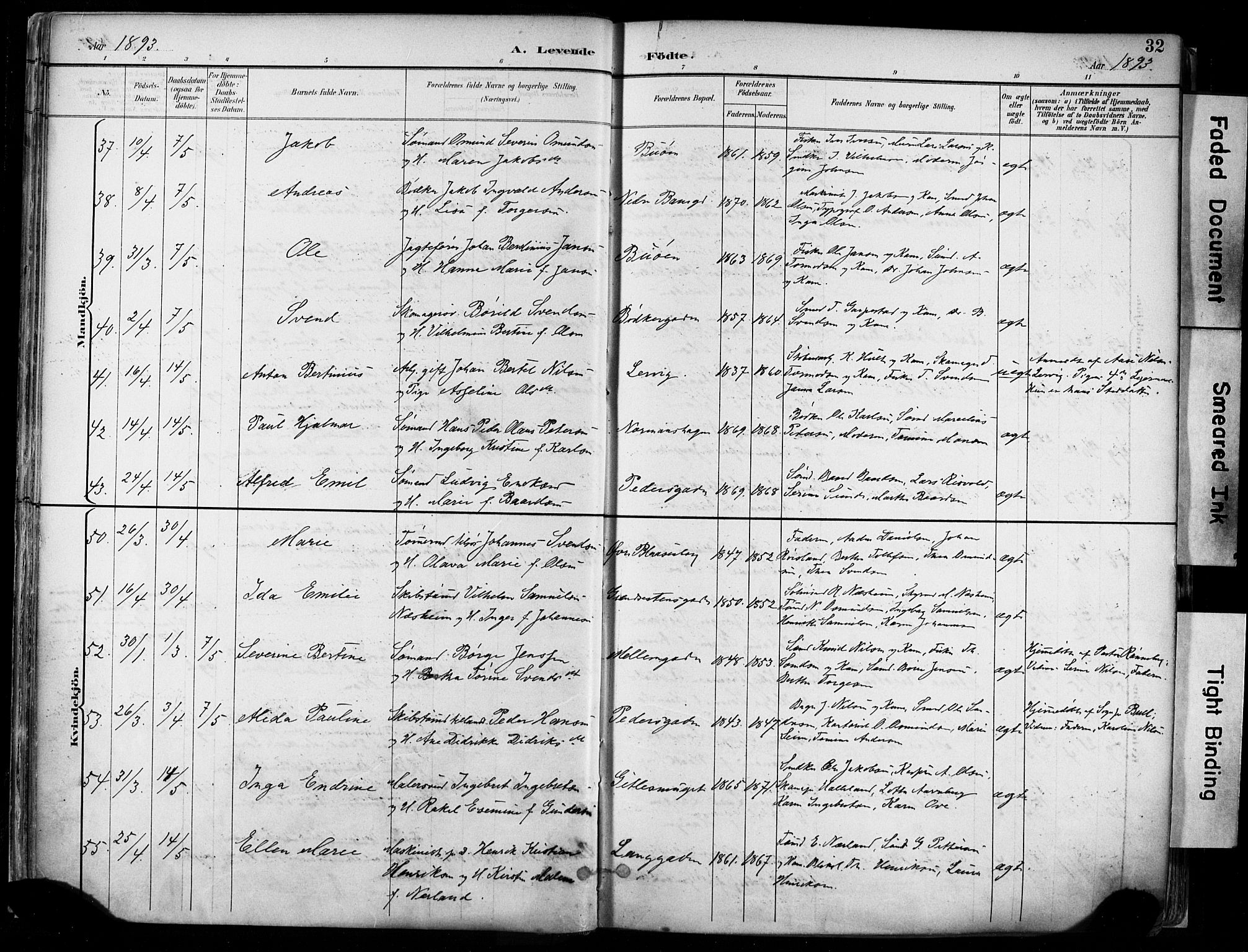 St. Johannes sokneprestkontor, AV/SAST-A-101814/001/30/30BA/L0004: Parish register (official) no. A 4, 1891-1899, p. 32