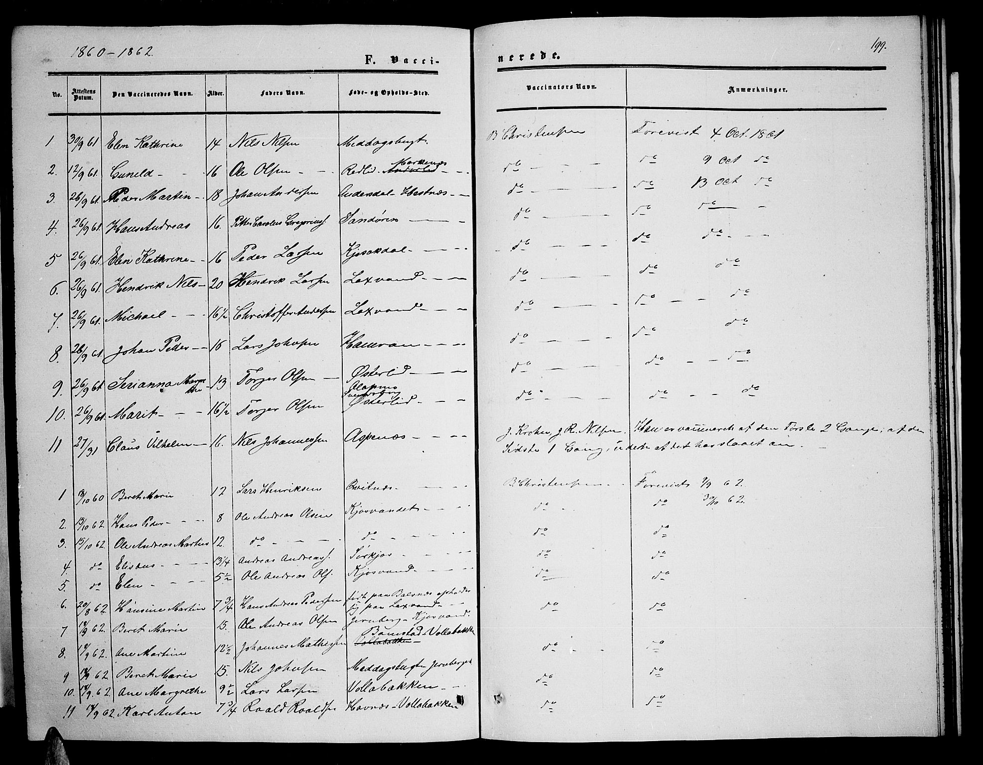 Balsfjord sokneprestembete, SATØ/S-1303/G/Ga/L0005klokker: Parish register (copy) no. 5, 1856-1862, p. 199