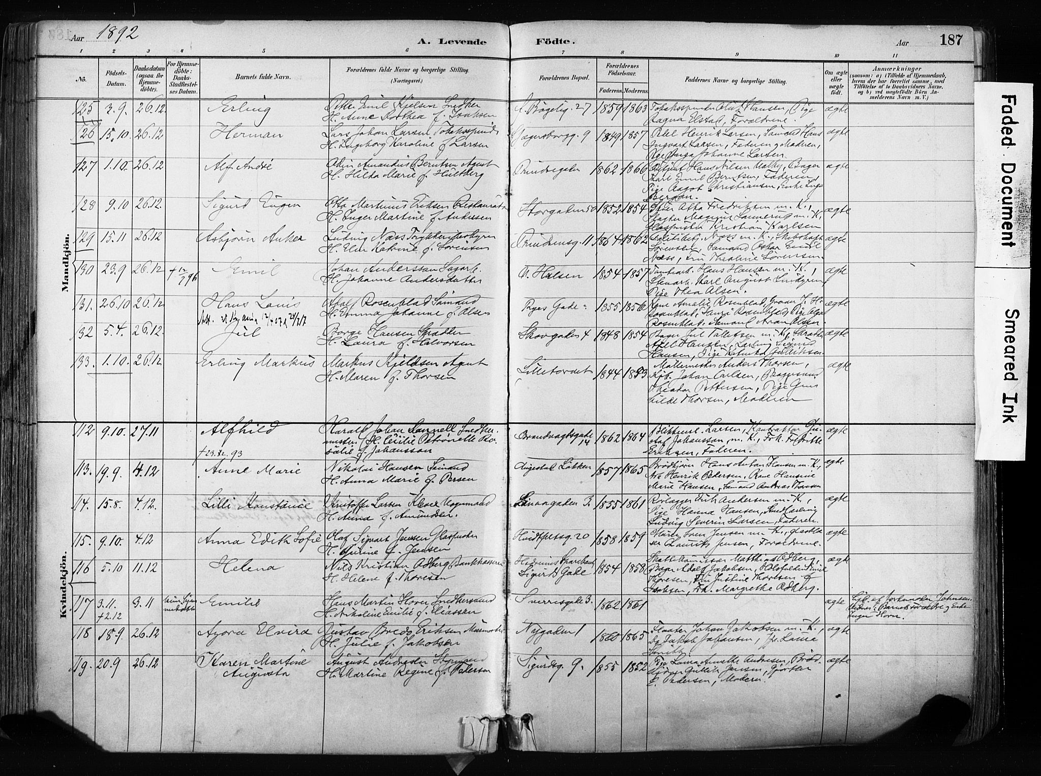 Larvik kirkebøker, AV/SAKO-A-352/F/Fa/L0009: Parish register (official) no. I 9, 1884-1904, p. 187