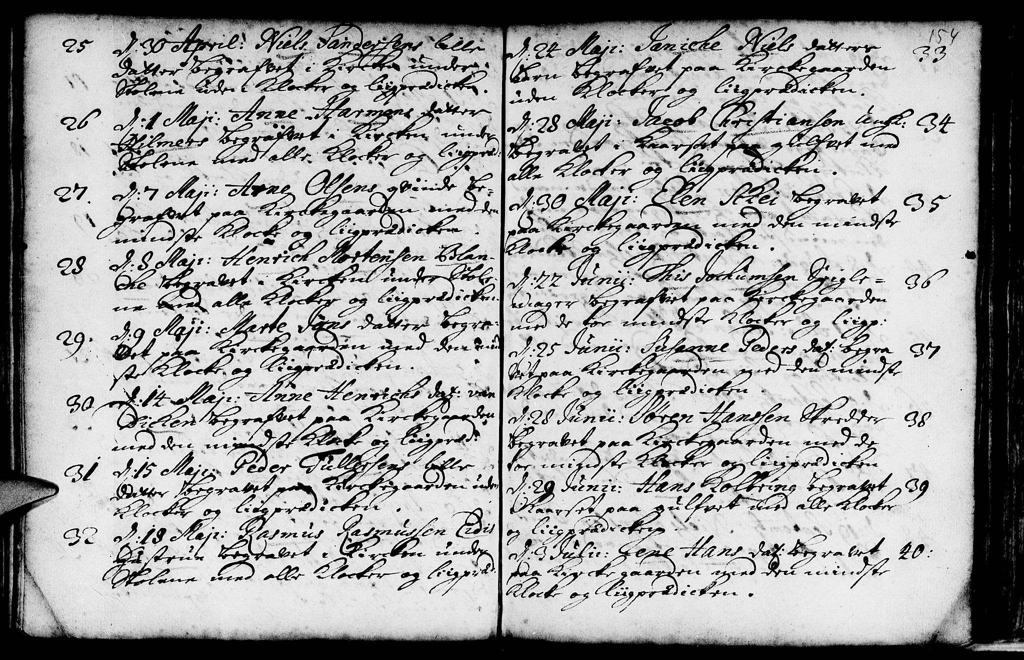 Nykirken Sokneprestembete, AV/SAB-A-77101/H/Haa/L0009: Parish register (official) no. A 9, 1689-1759, p. 154