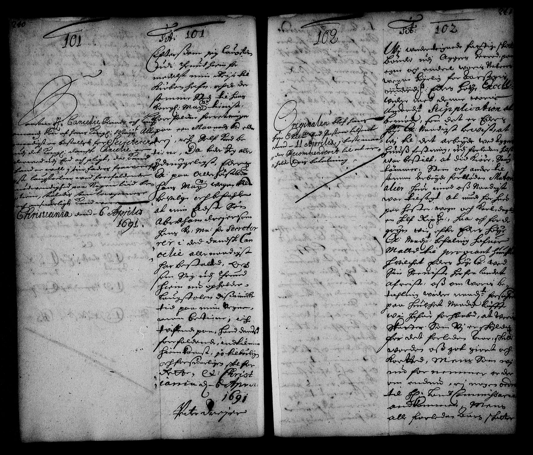 Stattholderembetet 1572-1771, AV/RA-EA-2870/Ae/L0008: Supplikasjons- og resolusjonsprotokoll, 1691, p. 240-241