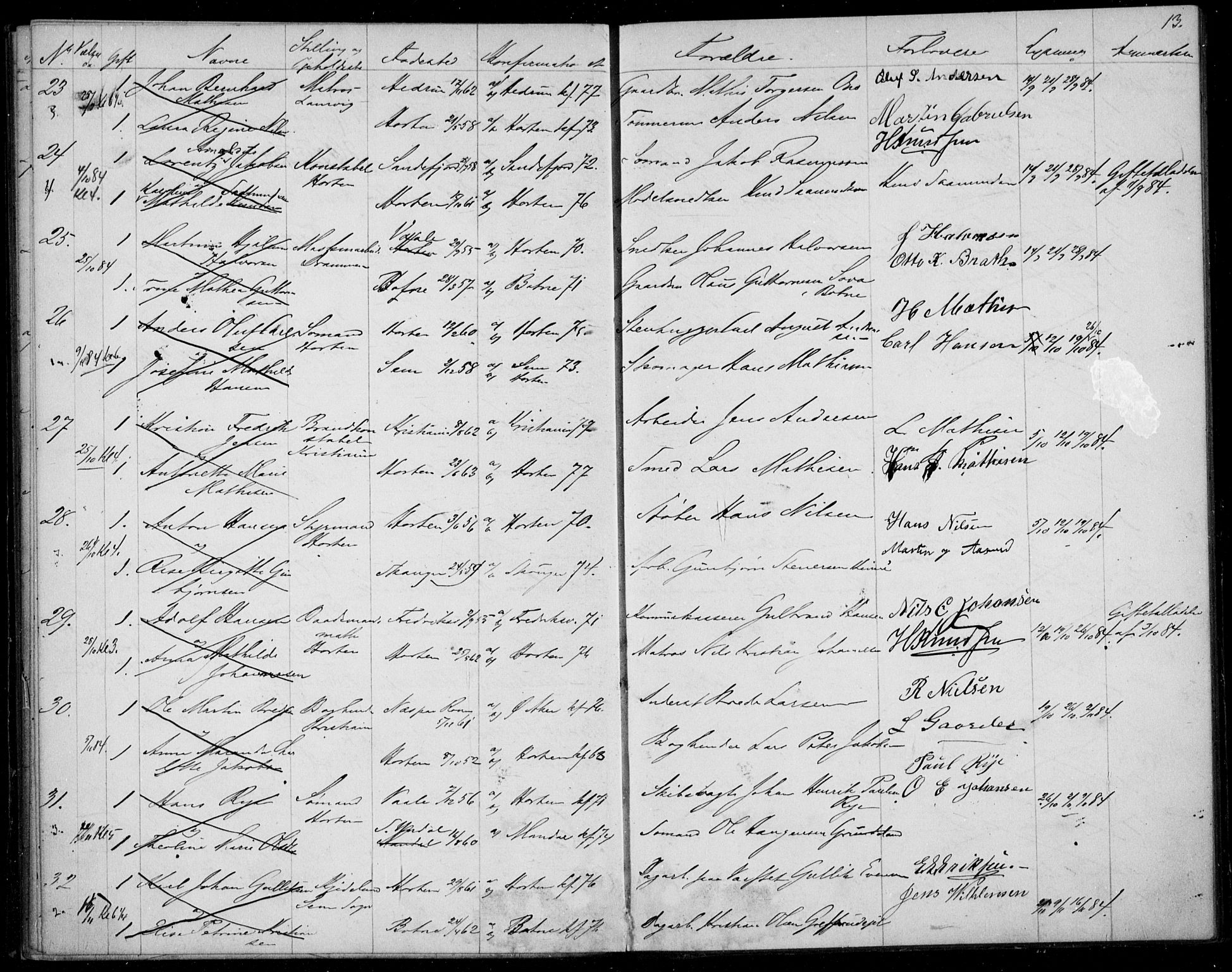 Horten kirkebøker, AV/SAKO-A-348/H/Ha/L0002: Banns register no. 2, 1881-1891, p. 13