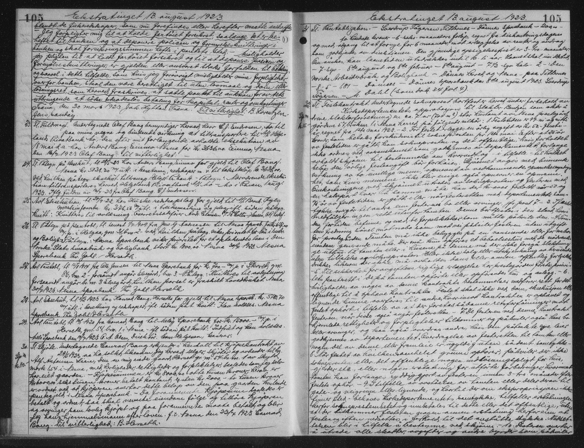 Rana sorenskriveri , AV/SAT-A-1108/1/2/2C/L0018: Mortgage book no. 18, 1923-1928, p. 105, Deed date: 13.08.1923