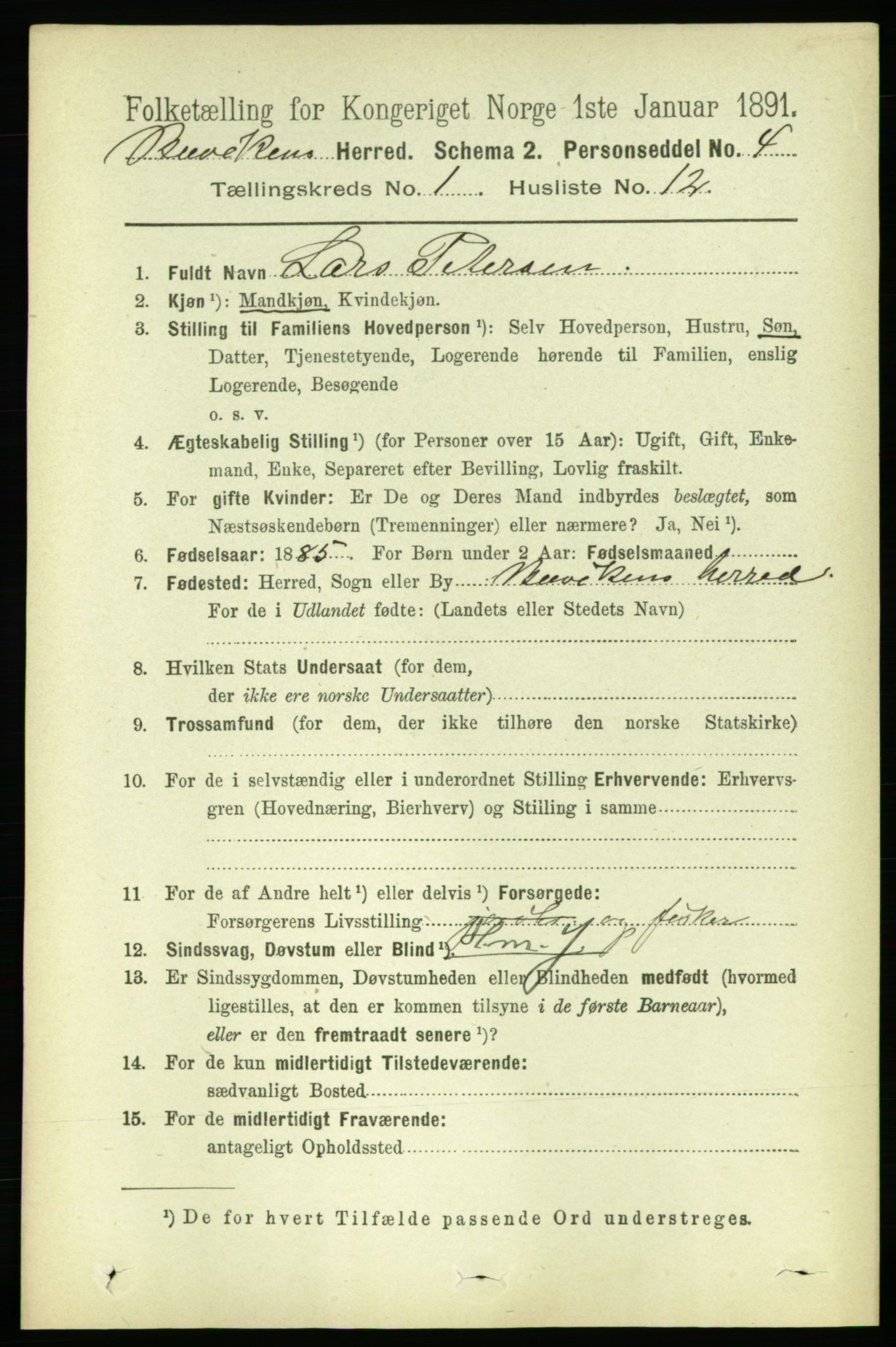 RA, 1891 census for 1656 Buvik, 1891, p. 149