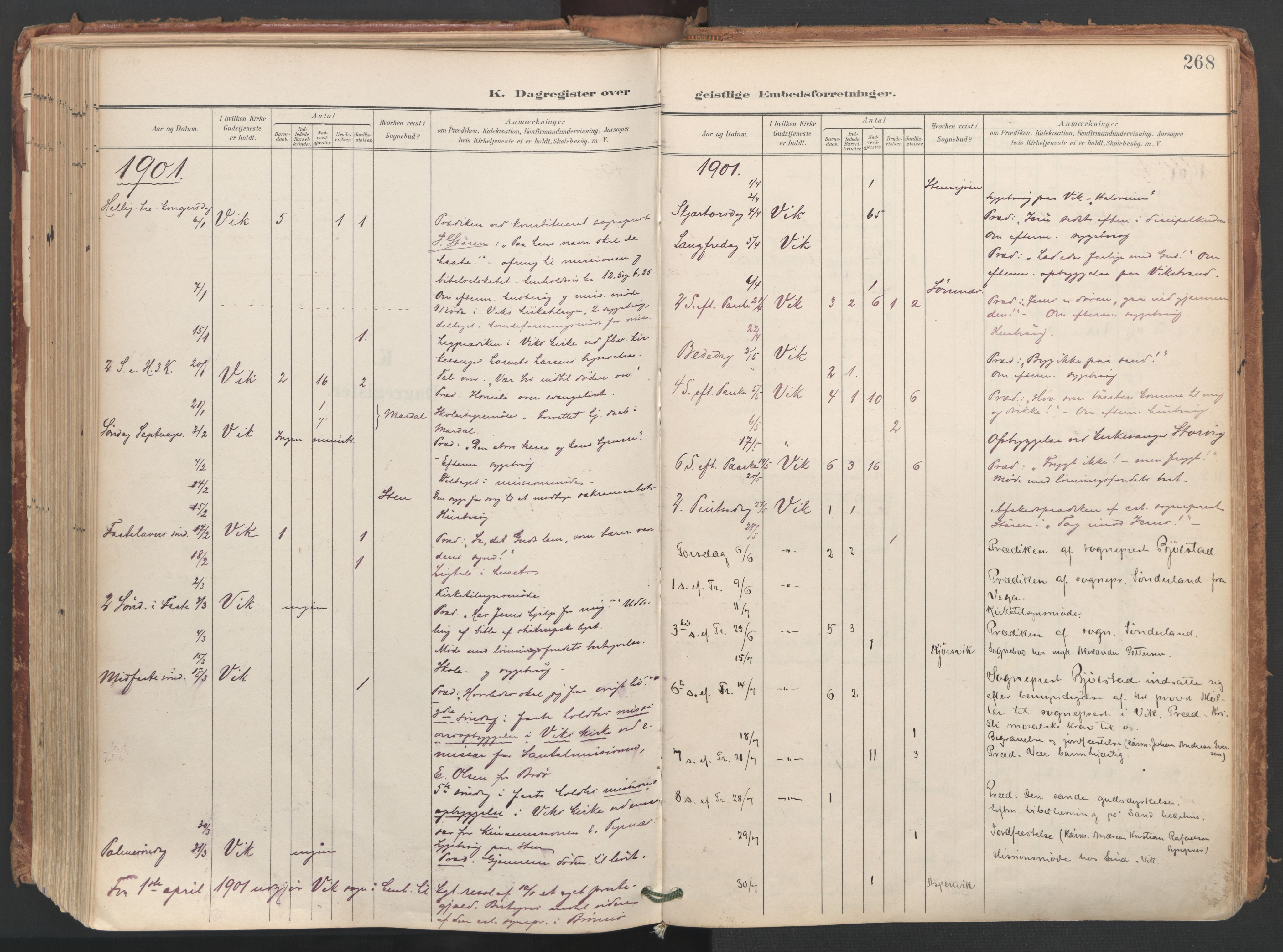 Ministerialprotokoller, klokkerbøker og fødselsregistre - Nordland, SAT/A-1459/812/L0180: Parish register (official) no. 812A09, 1901-1915, p. 268