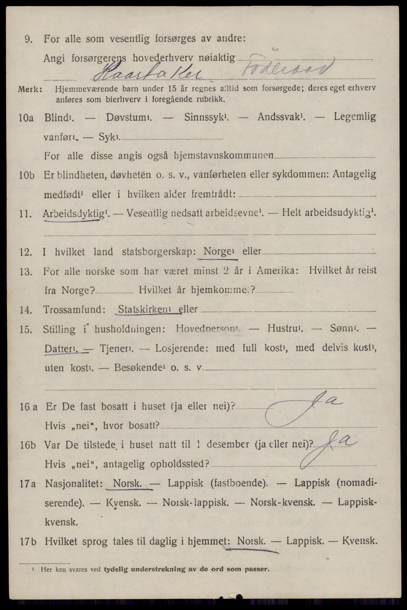 SAT, 1920 census for Buksnes, 1920, p. 5076