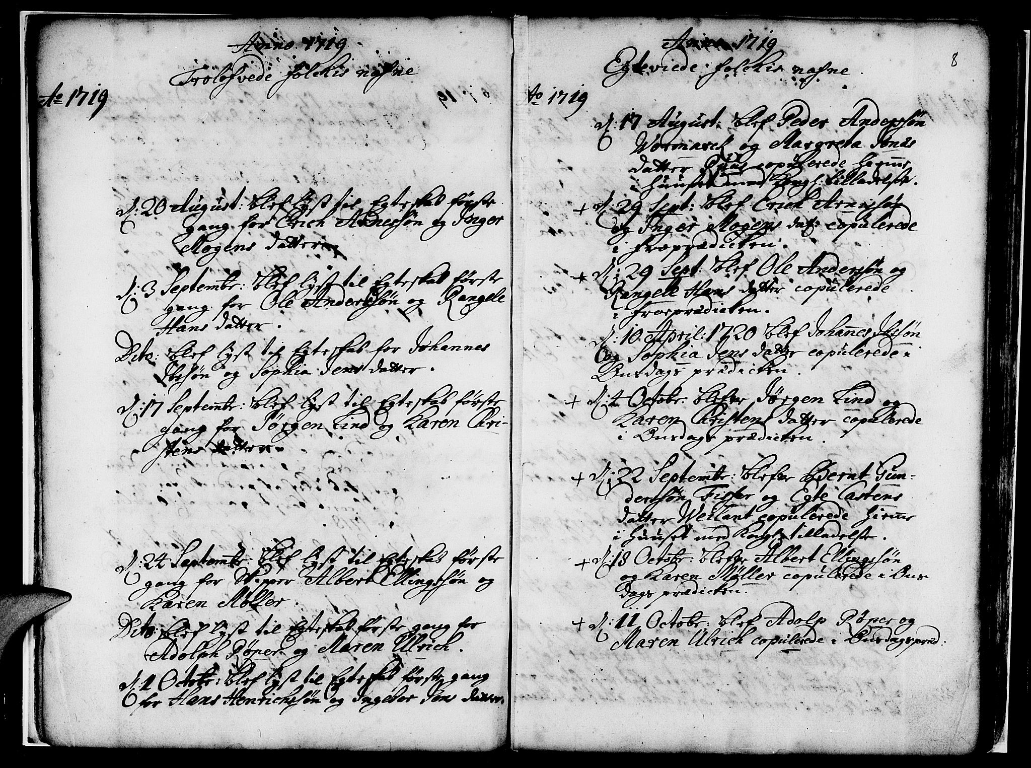 Nykirken Sokneprestembete, SAB/A-77101/H/Haa/L0007: Parish register (official) no. A 7, 1719-1781, p. 8