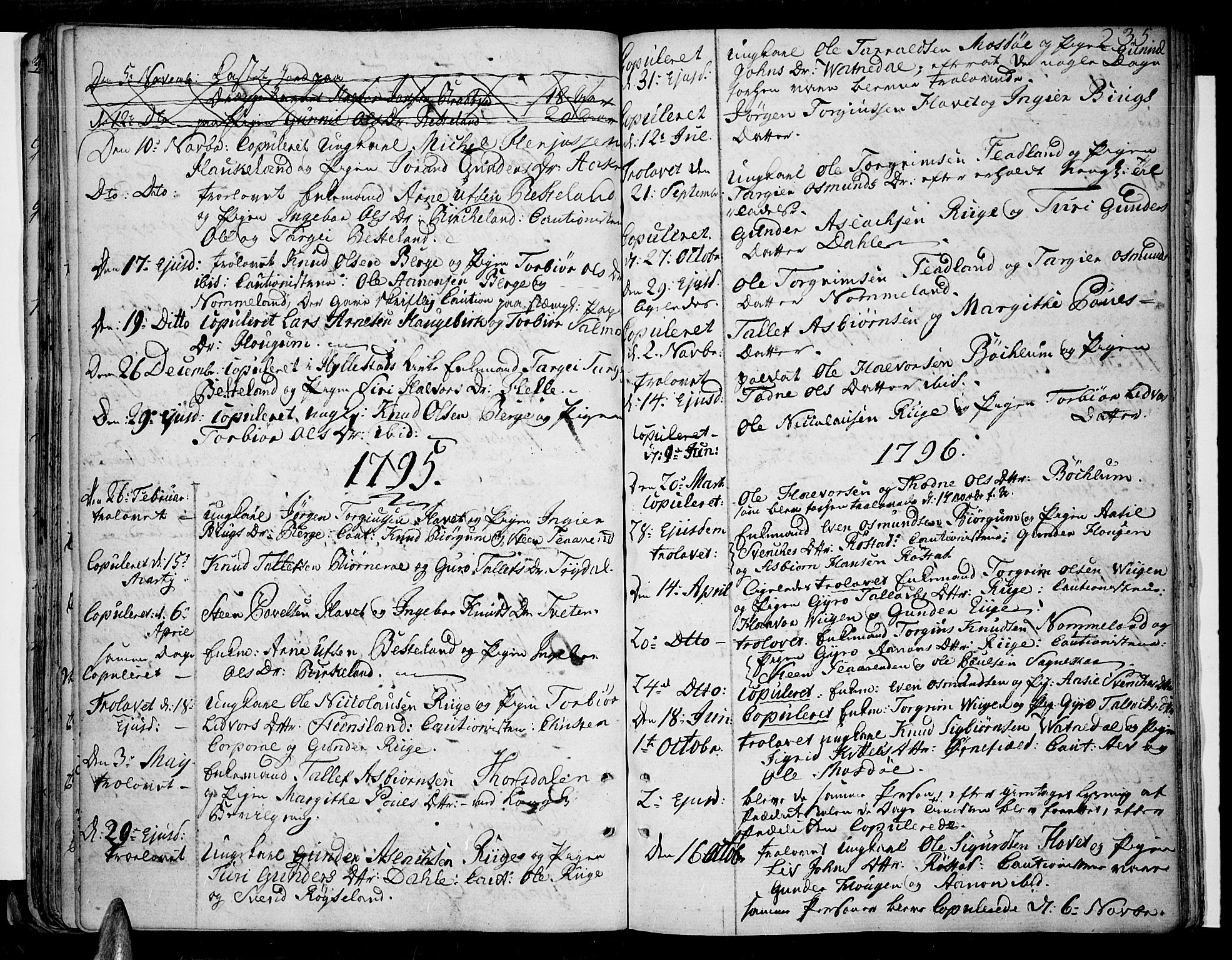 Valle sokneprestkontor, SAK/1111-0044/F/Fa/Fac/L0004: Parish register (official) no. A 4, 1790-1816, p. 235