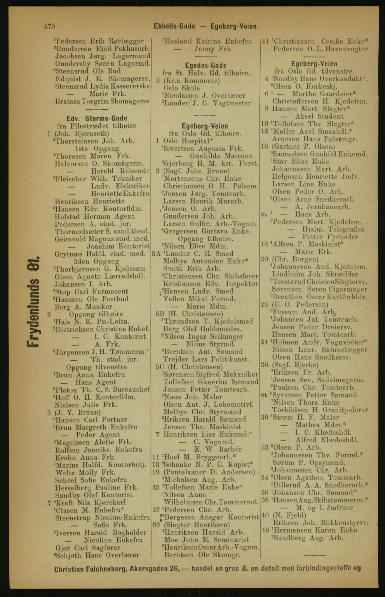 Kristiania/Oslo adressebok, PUBL/-, 1891, p. 478