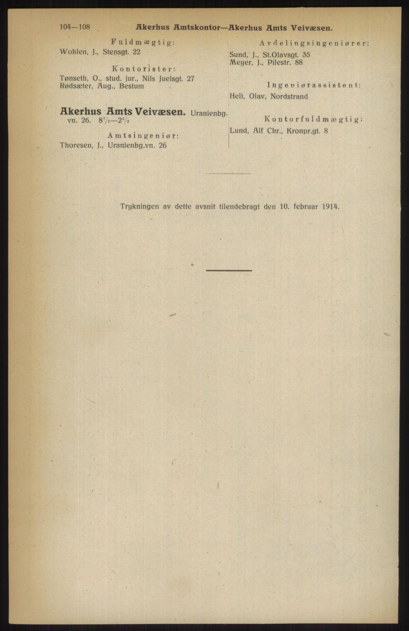 Kristiania/Oslo adressebok, PUBL/-, 1914, p. 104