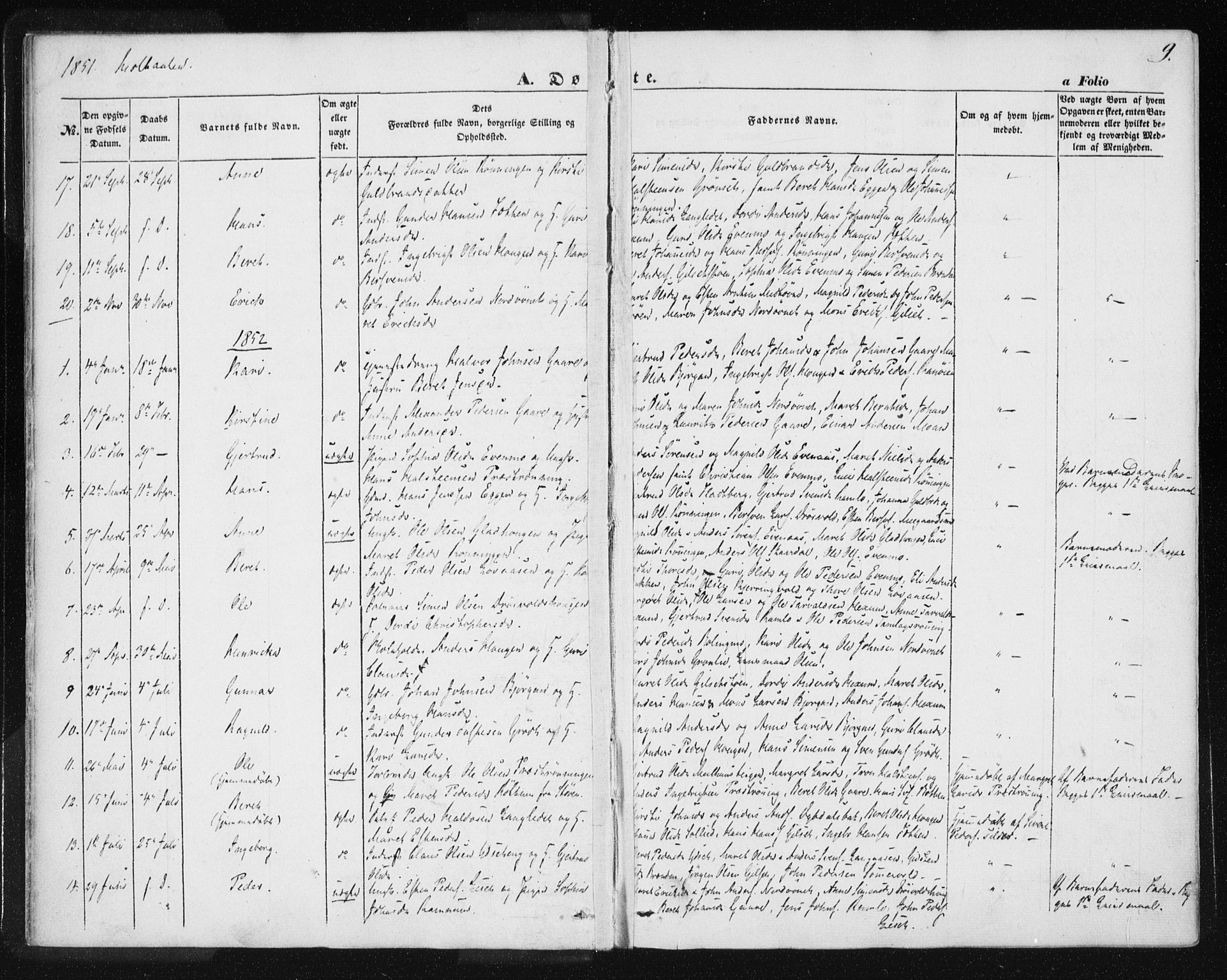 Ministerialprotokoller, klokkerbøker og fødselsregistre - Sør-Trøndelag, AV/SAT-A-1456/685/L0963: Parish register (official) no. 685A06 /1, 1846-1859, p. 9