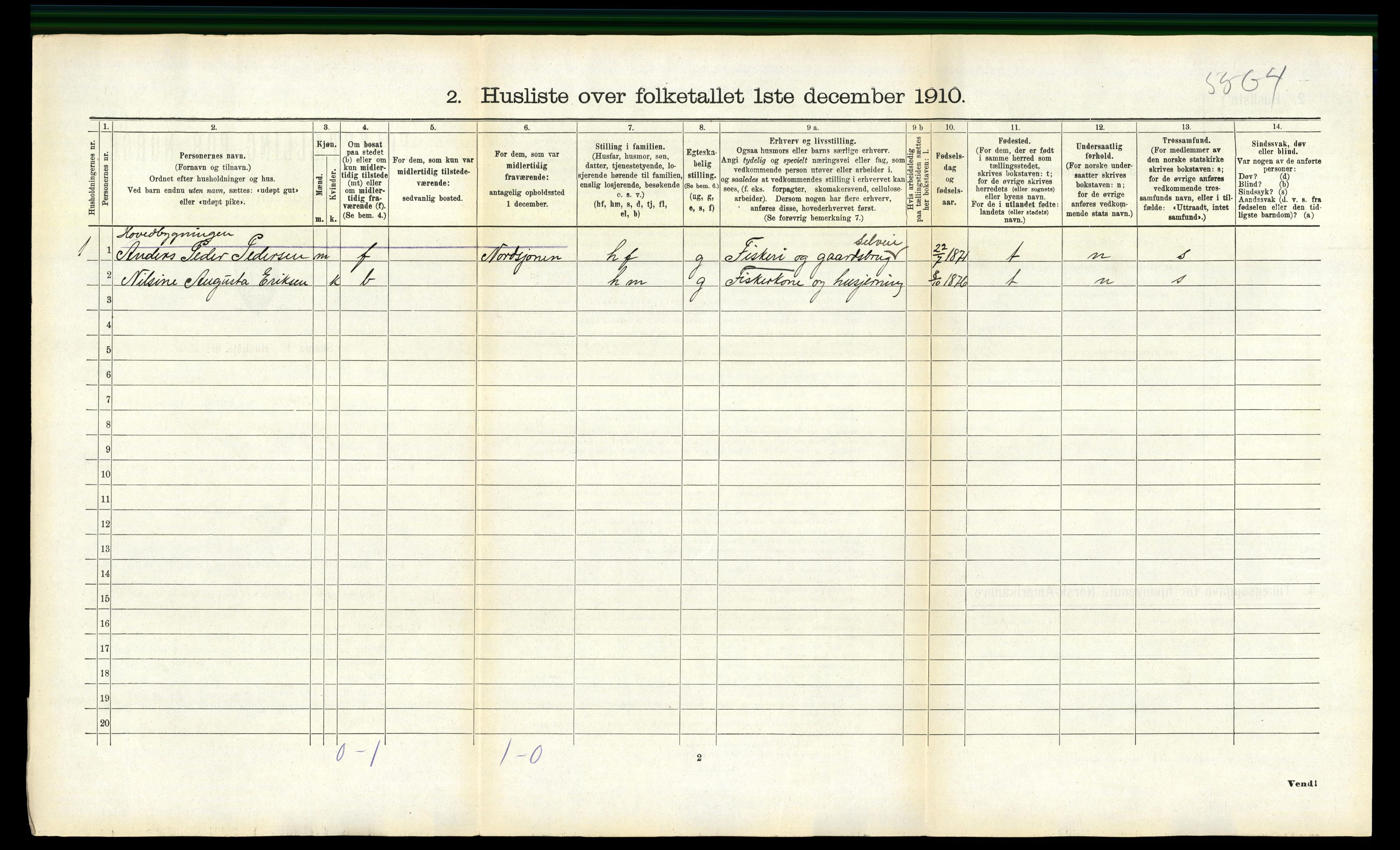 RA, 1910 census for Nesna, 1910, p. 537