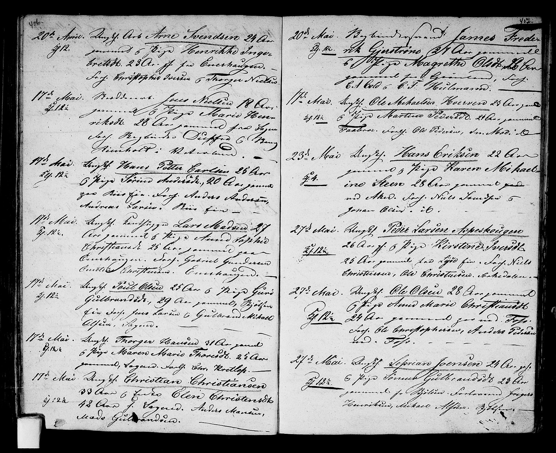 Aker prestekontor kirkebøker, SAO/A-10861/G/L0007: Parish register (copy) no. 7, 1838-1846, p. 406-407