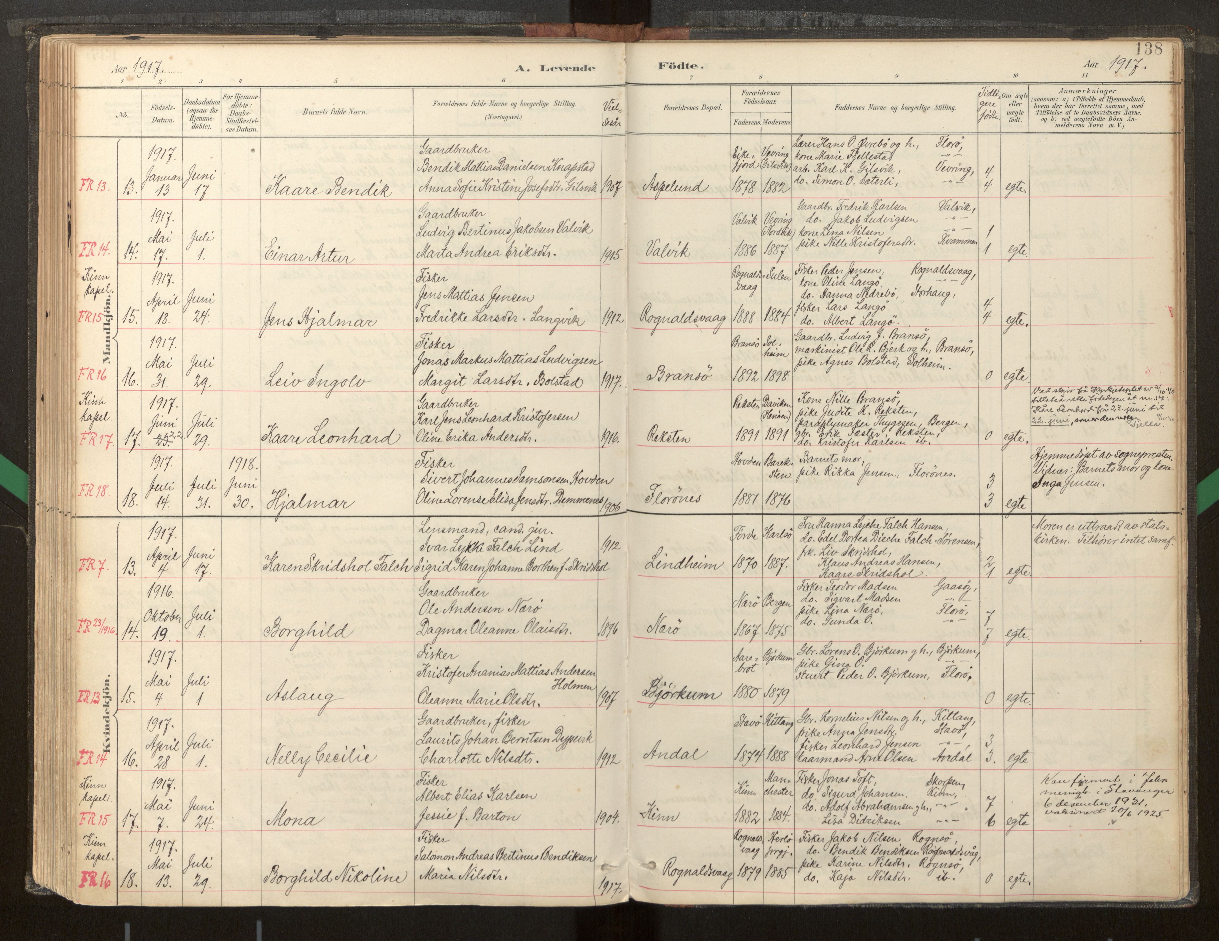 Kinn sokneprestembete, AV/SAB-A-80801/H/Haa/Haab/L0001: Parish register (official) no. B 1, 1886-1921, p. 138