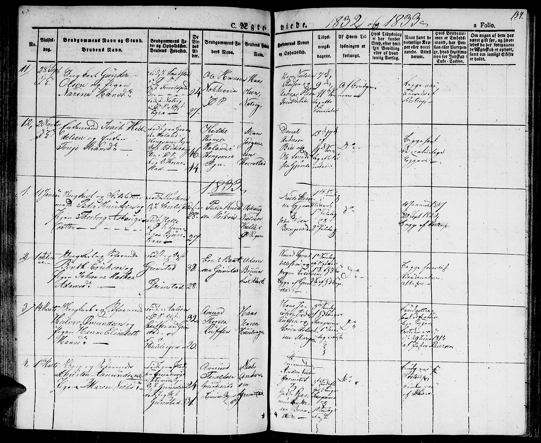 Fjære sokneprestkontor, AV/SAK-1111-0011/F/Fa/L0002: Parish register (official) no. A 2, 1827-1839, p. 154