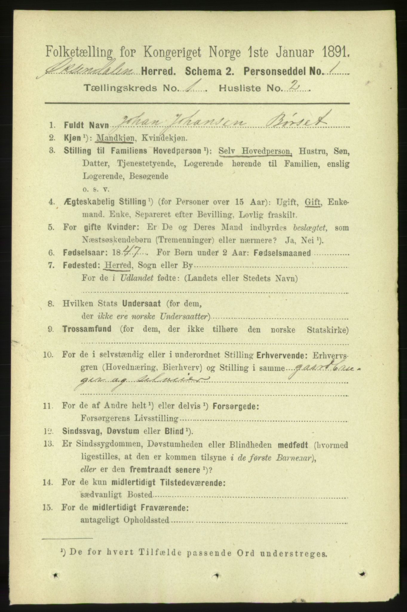 RA, 1891 census for 1561 Øksendal, 1891, p. 50