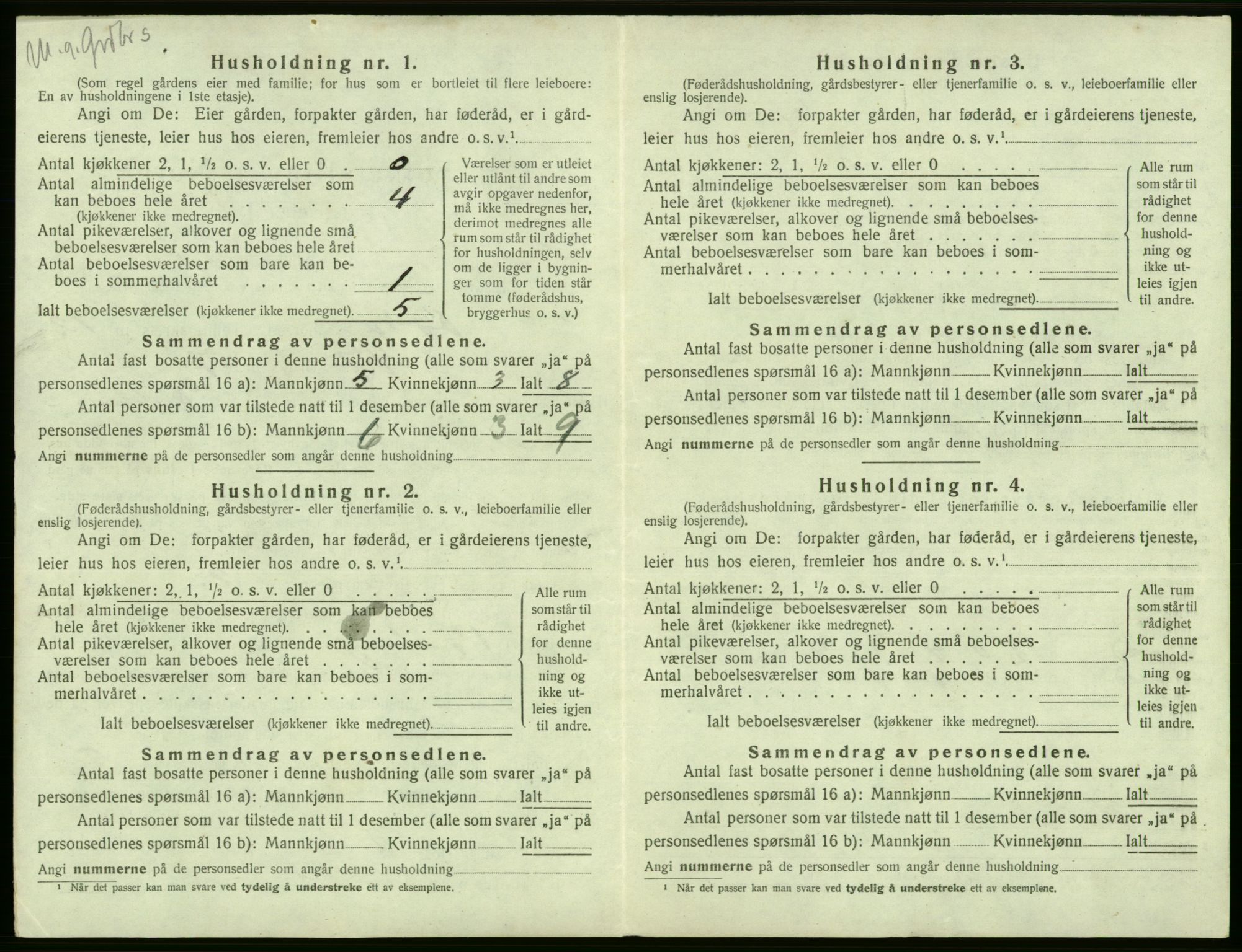 SAB, 1920 census for Odda, 1920, p. 1129