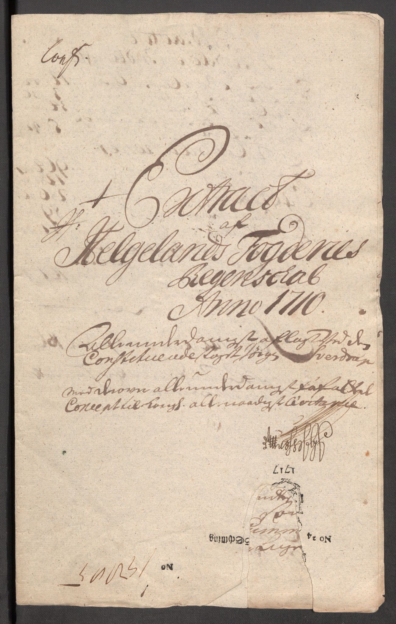 Rentekammeret inntil 1814, Reviderte regnskaper, Fogderegnskap, AV/RA-EA-4092/R65/L4511: Fogderegnskap Helgeland, 1710-1711, p. 9