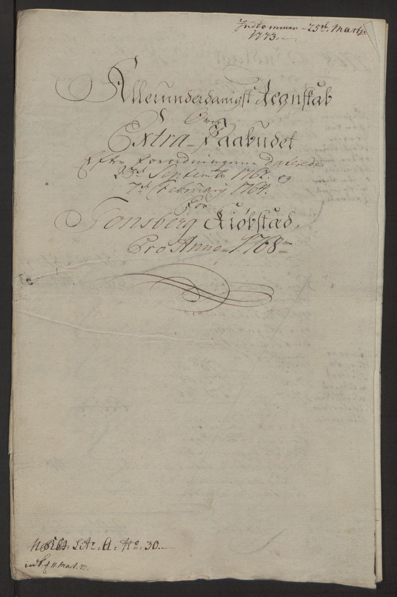 Rentekammeret inntil 1814, Reviderte regnskaper, Byregnskaper, AV/RA-EA-4066/R/Rh/L0162/0001: [H4] Kontribusjonsregnskap / Ekstraskatt, Tønsberg, 1762-1772, p. 335