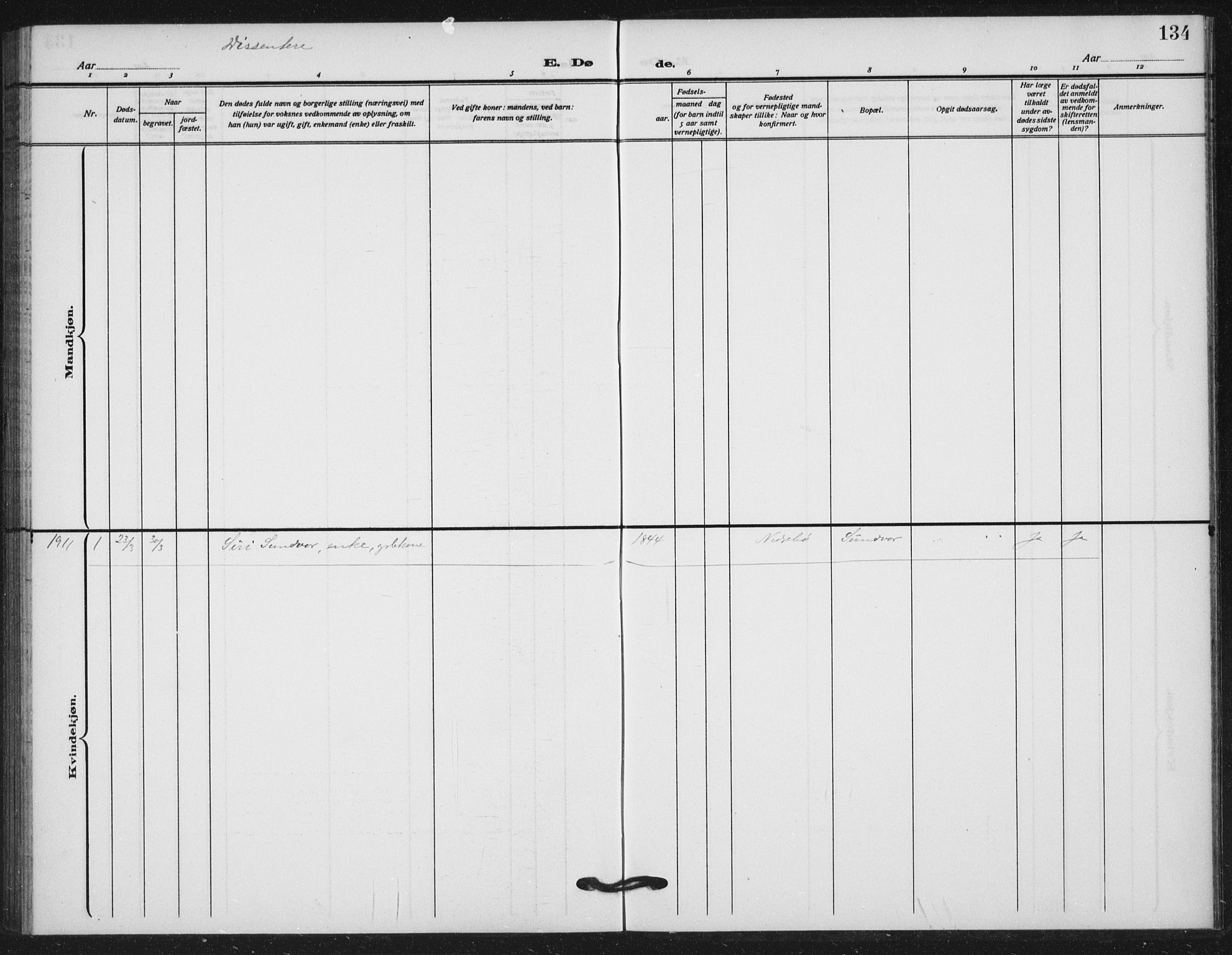 Helleland sokneprestkontor, SAST/A-101810: Parish register (official) no. A 11, 1909-1922, p. 134