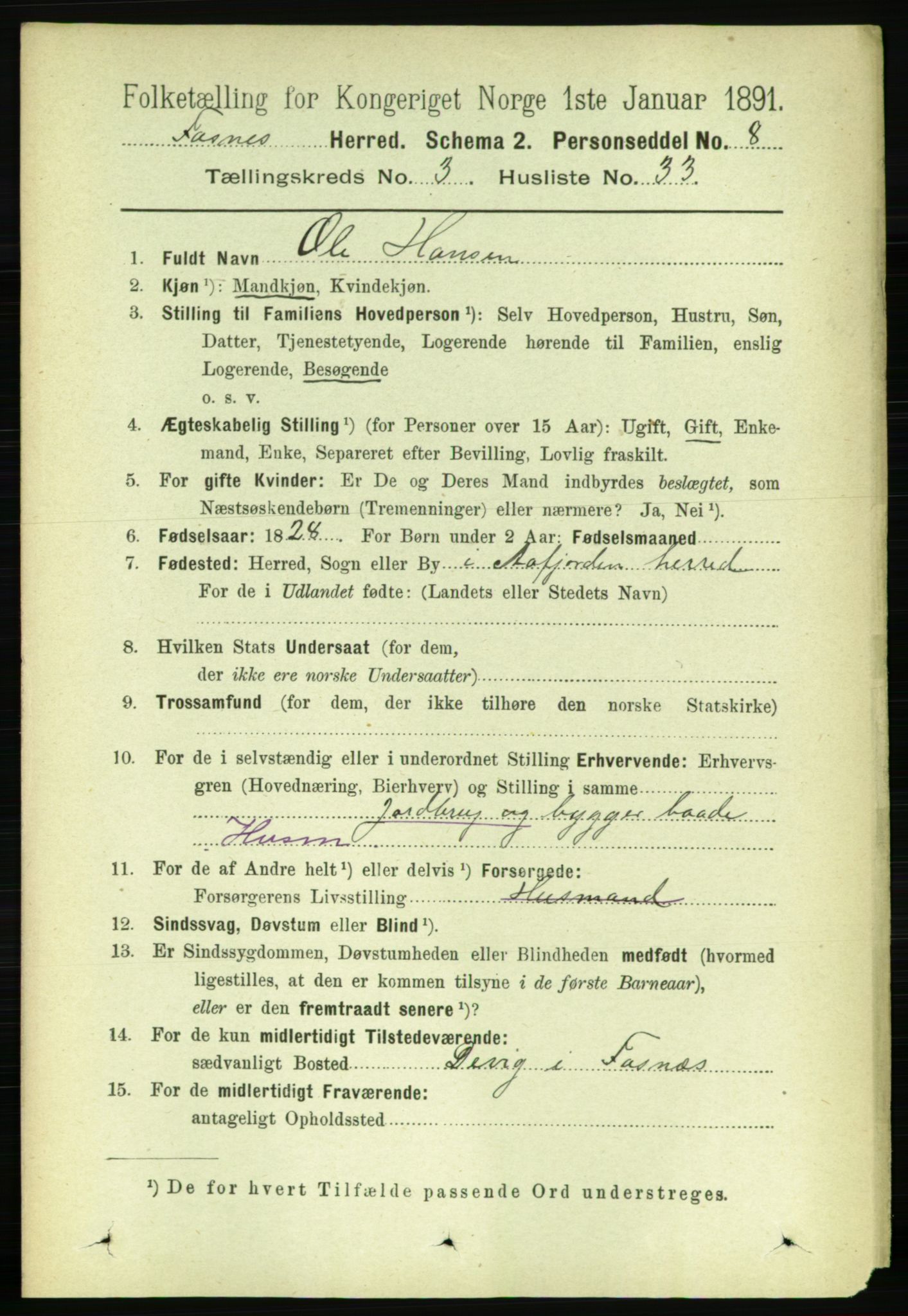 RA, 1891 census for 1748 Fosnes, 1891, p. 929