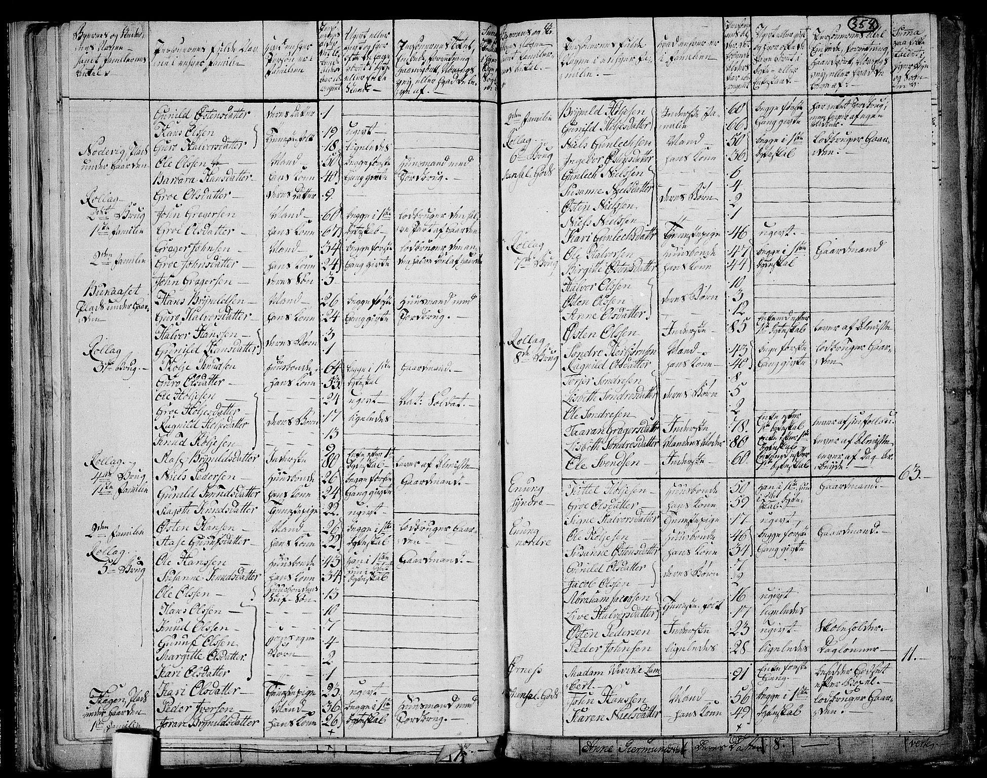 RA, 1801 census for 0826P Tinn, 1801, p. 353b-354a