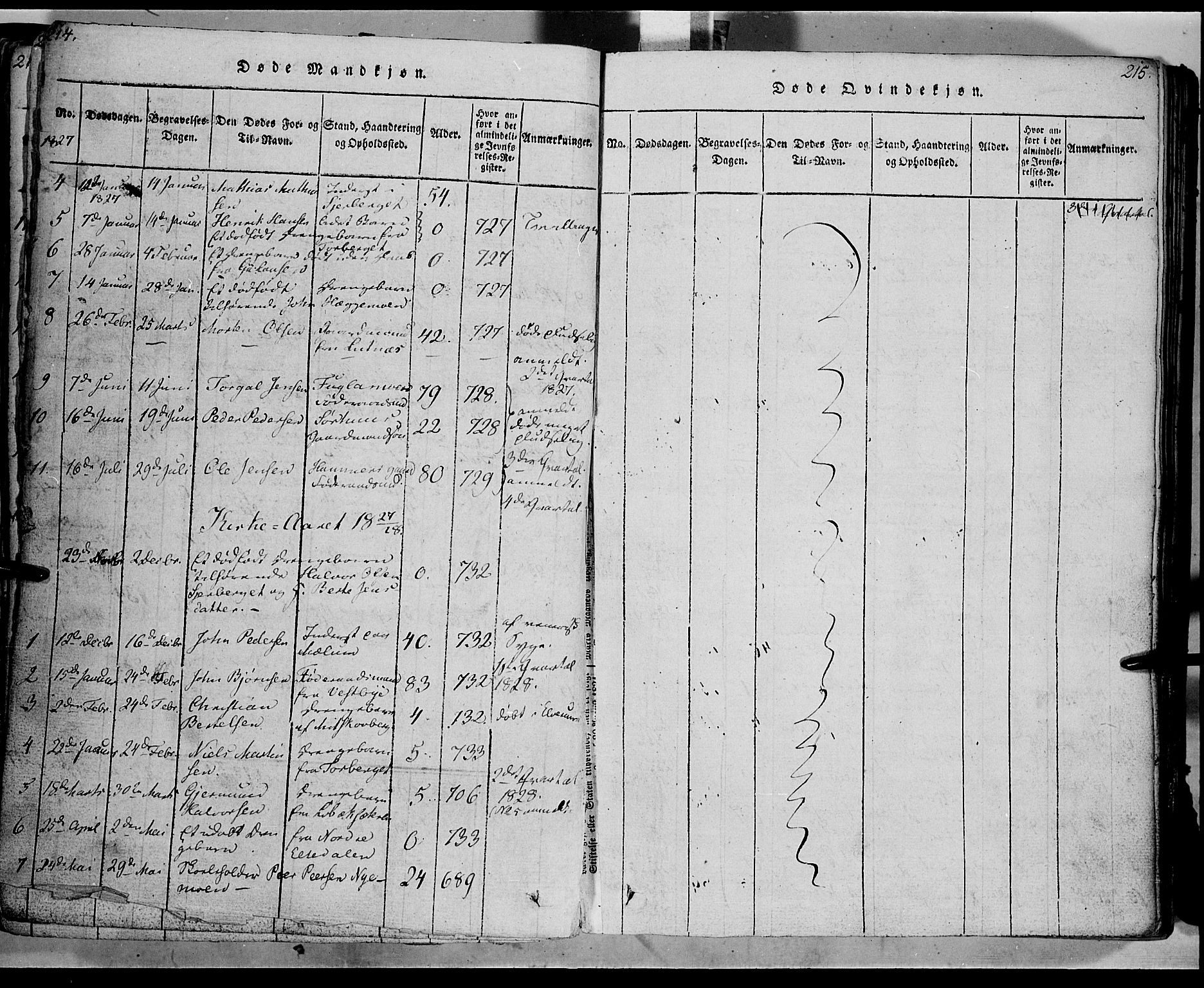 Trysil prestekontor, AV/SAH-PREST-046/H/Ha/Haa/L0003: Parish register (official) no. 3 /1, 1814-1841, p. 214-215